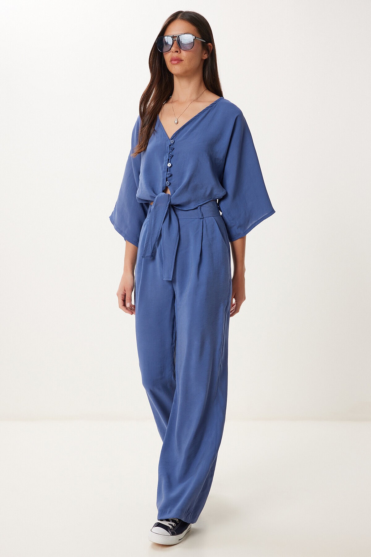 Modal Bluz Pantolon Takım İNDİGO MAVİ HBV0008