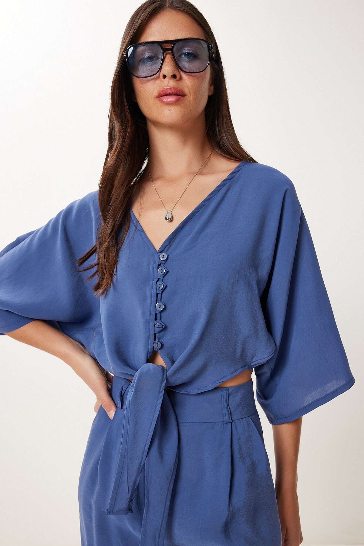 Modal Bluz Pantolon Takım İNDİGO MAVİ HBV0008