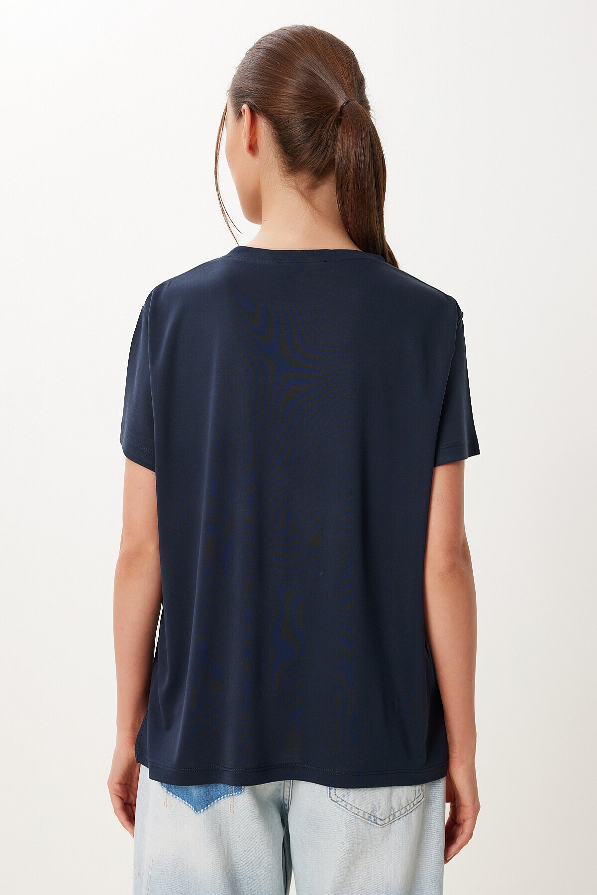 2’li Paket Basic Modal Örme T-shirt LACİVERT TAŞ HFN0002