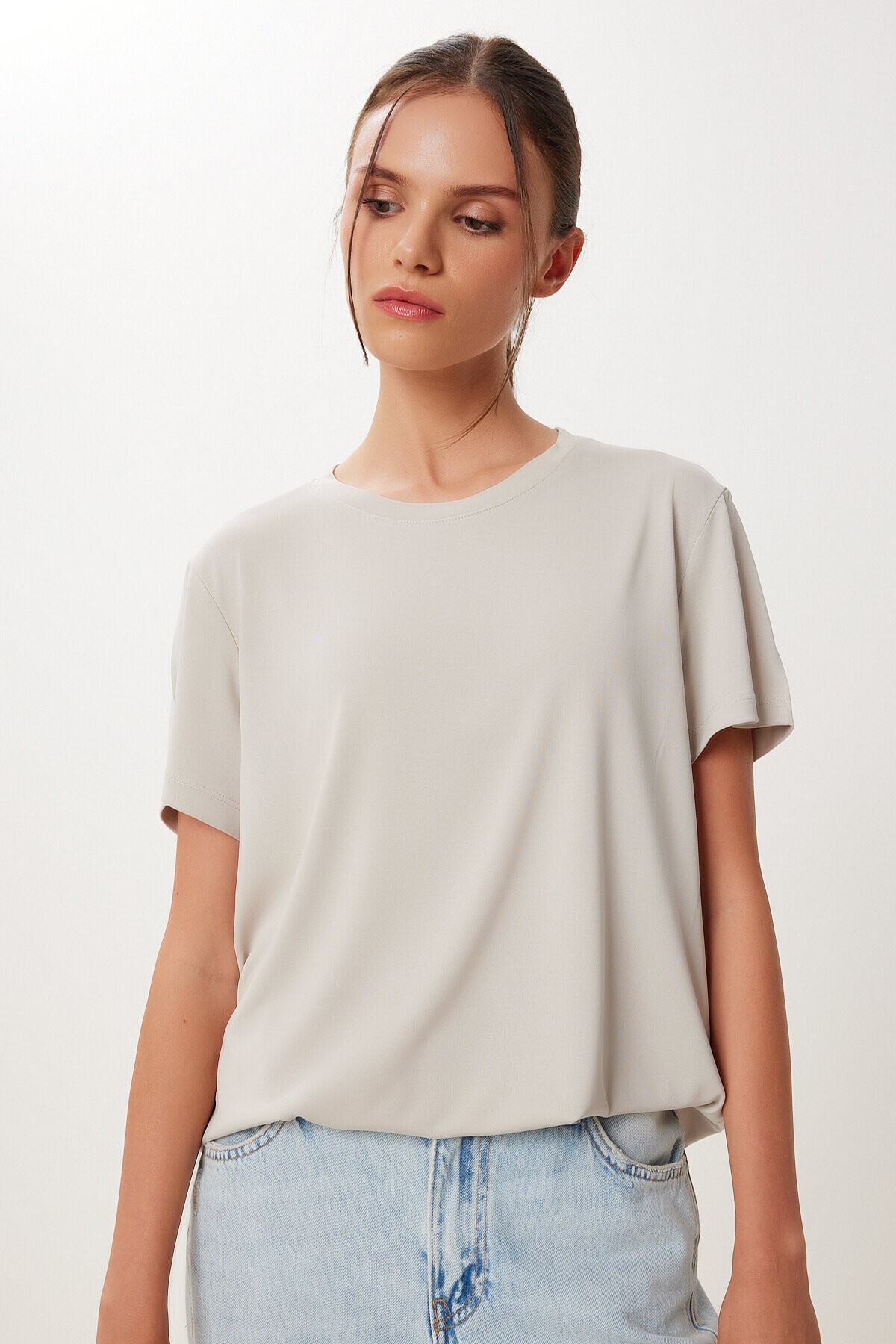 2’li Paket Basic Modal Örme T-shirt LACİVERT TAŞ HFN0002