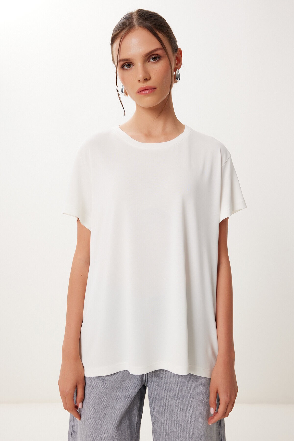 2’li Paket Basic Modal Örme T-shirt SİYAH BEYAZ HFN0002
