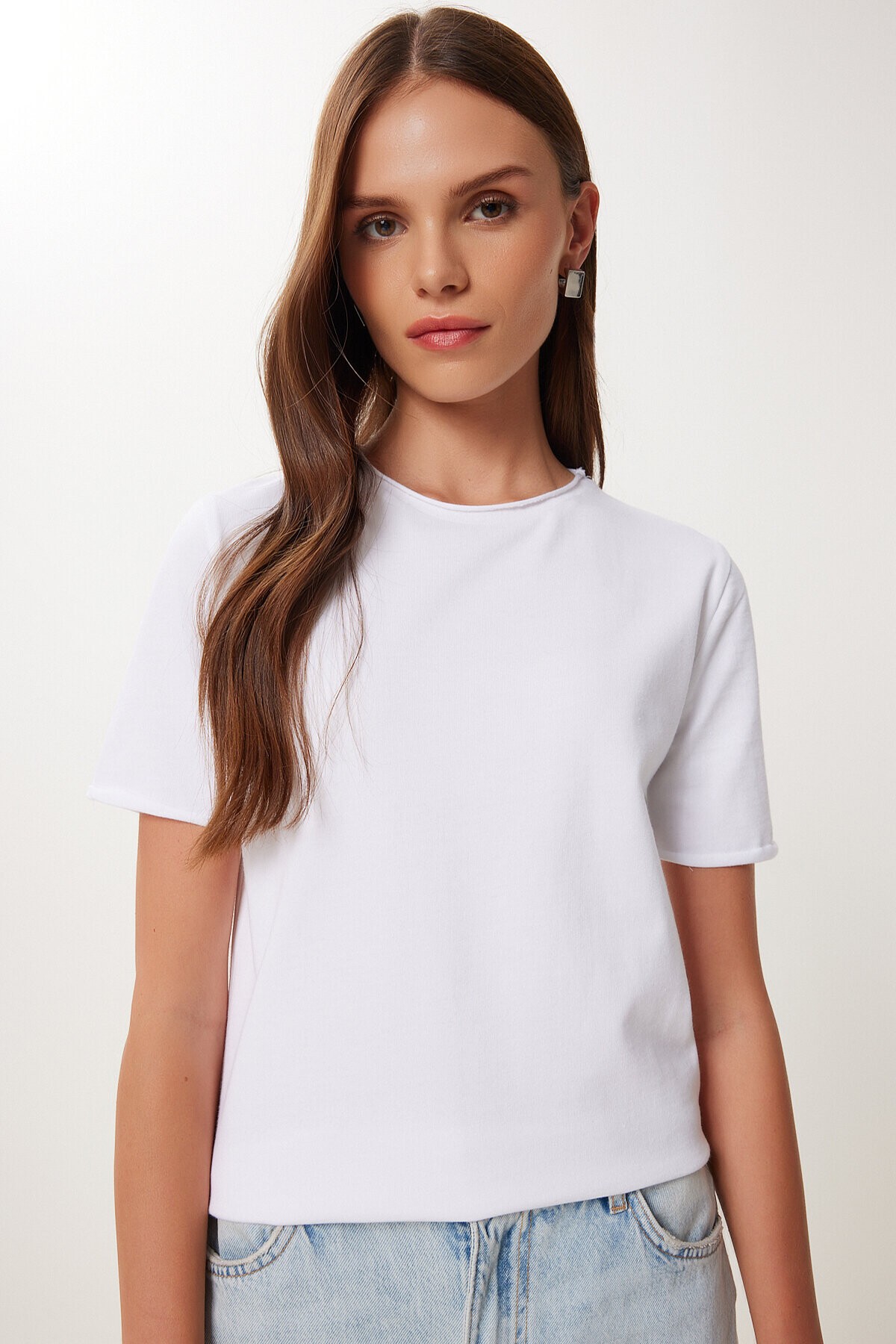 2’li Paket Basic Pamuklu Örme T-shirt SİYAH BEYAZ HUB0001