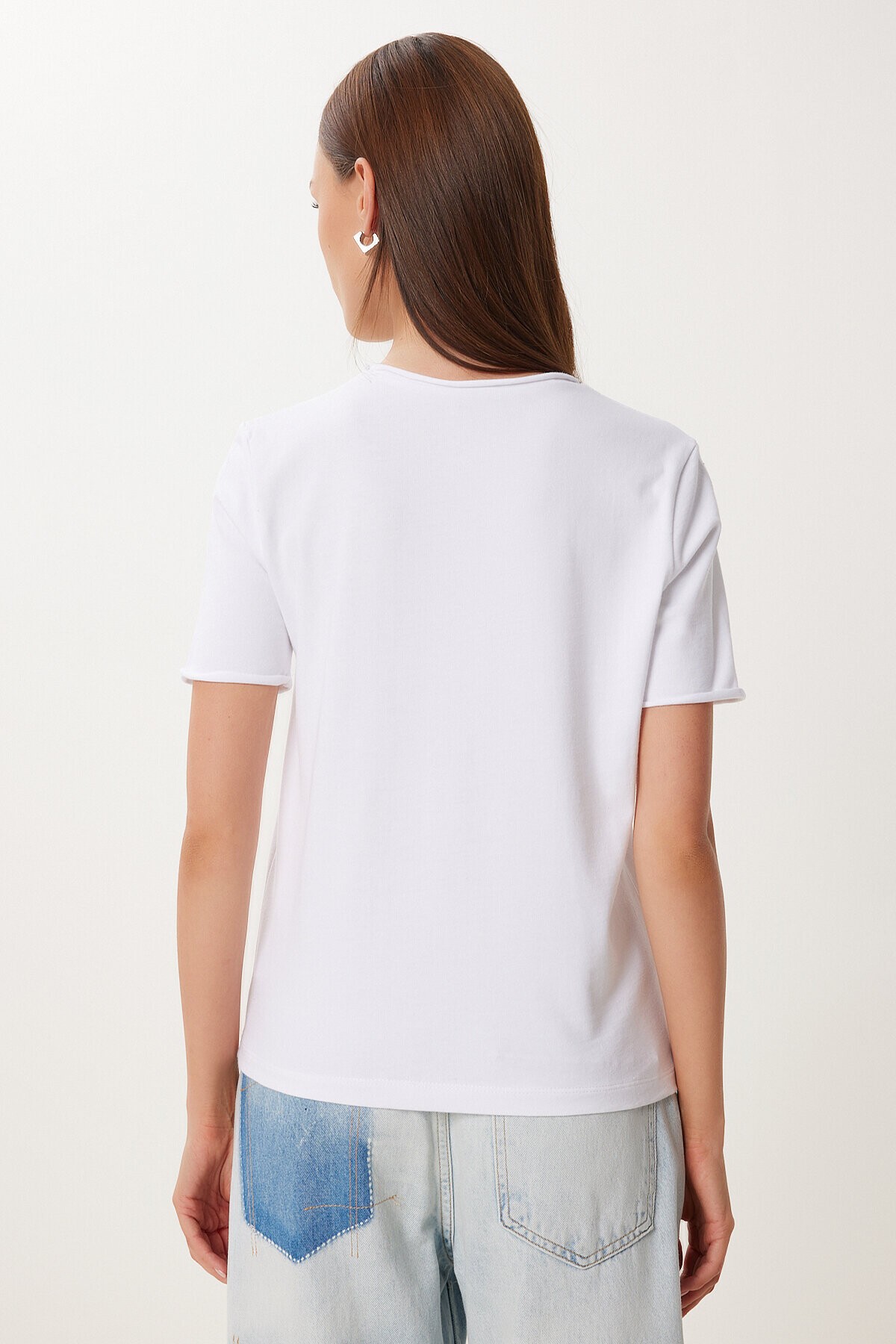 2’li Paket Basic Pamuklu Örme T-shirt SİYAH BEYAZ HUB0001