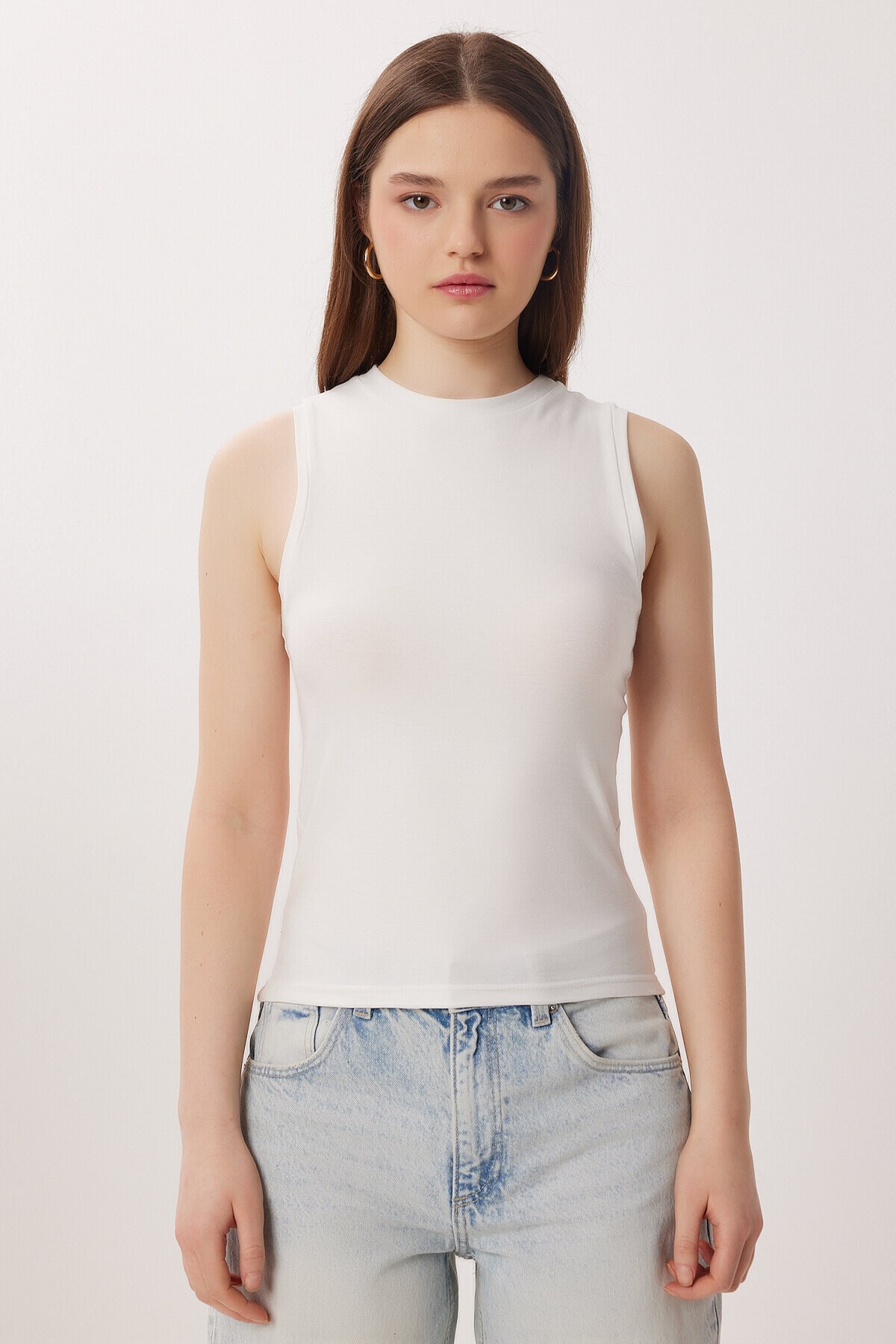Açık Omuzlu Atletli Örme Bluz LACİVERT LAX0009