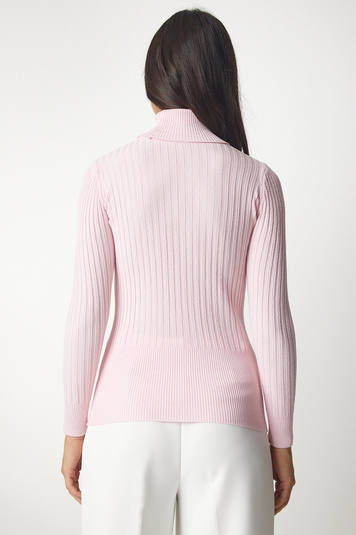 Balıkçı Yaka Fitilli Basic Kazak AÇIK PEMBE LBV0029