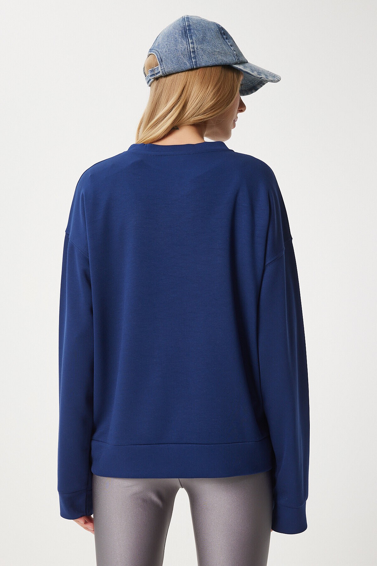 Basic Mevsimlik Modal Örme Sweatshirt LACİVERT LAN0012
