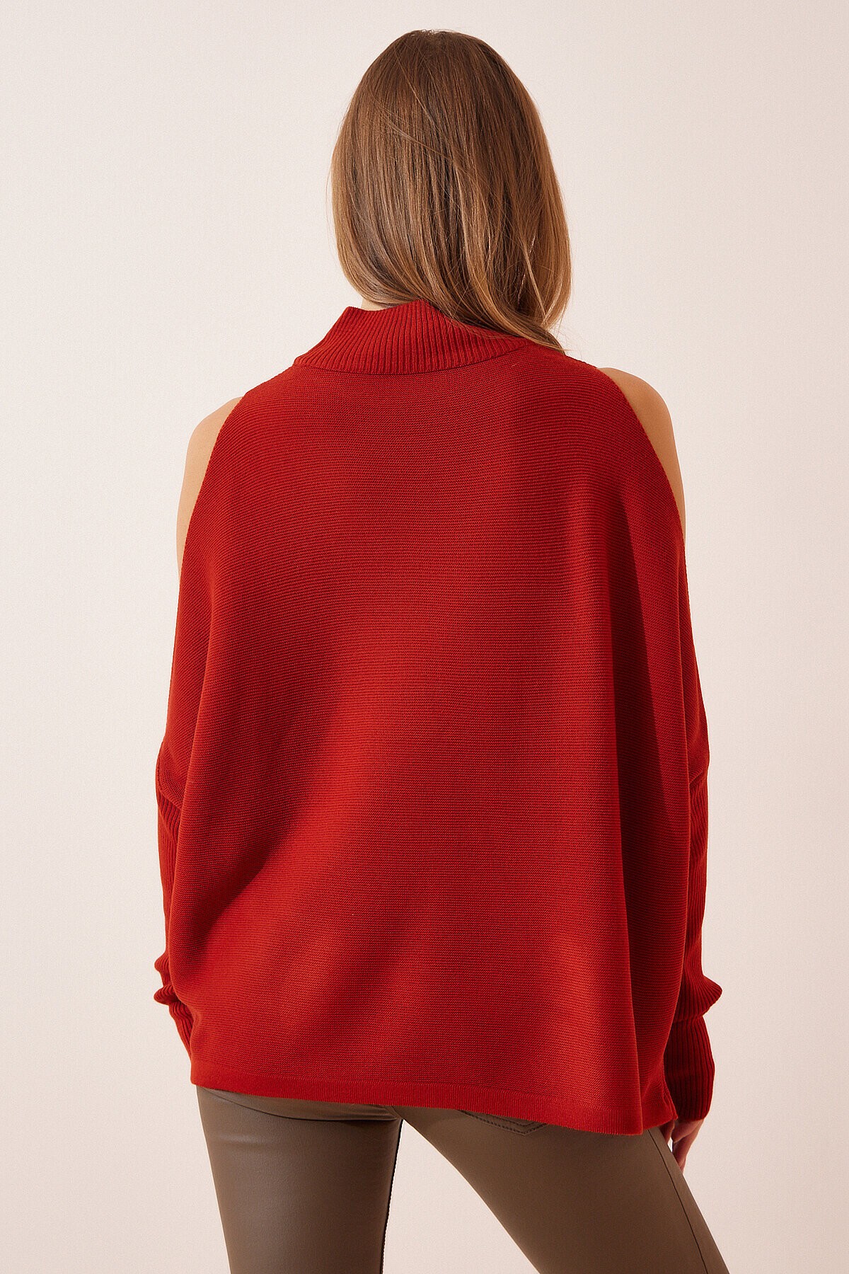 Cut Out Detaylı Oversize Triko Kazak KİREMİT LAS0003