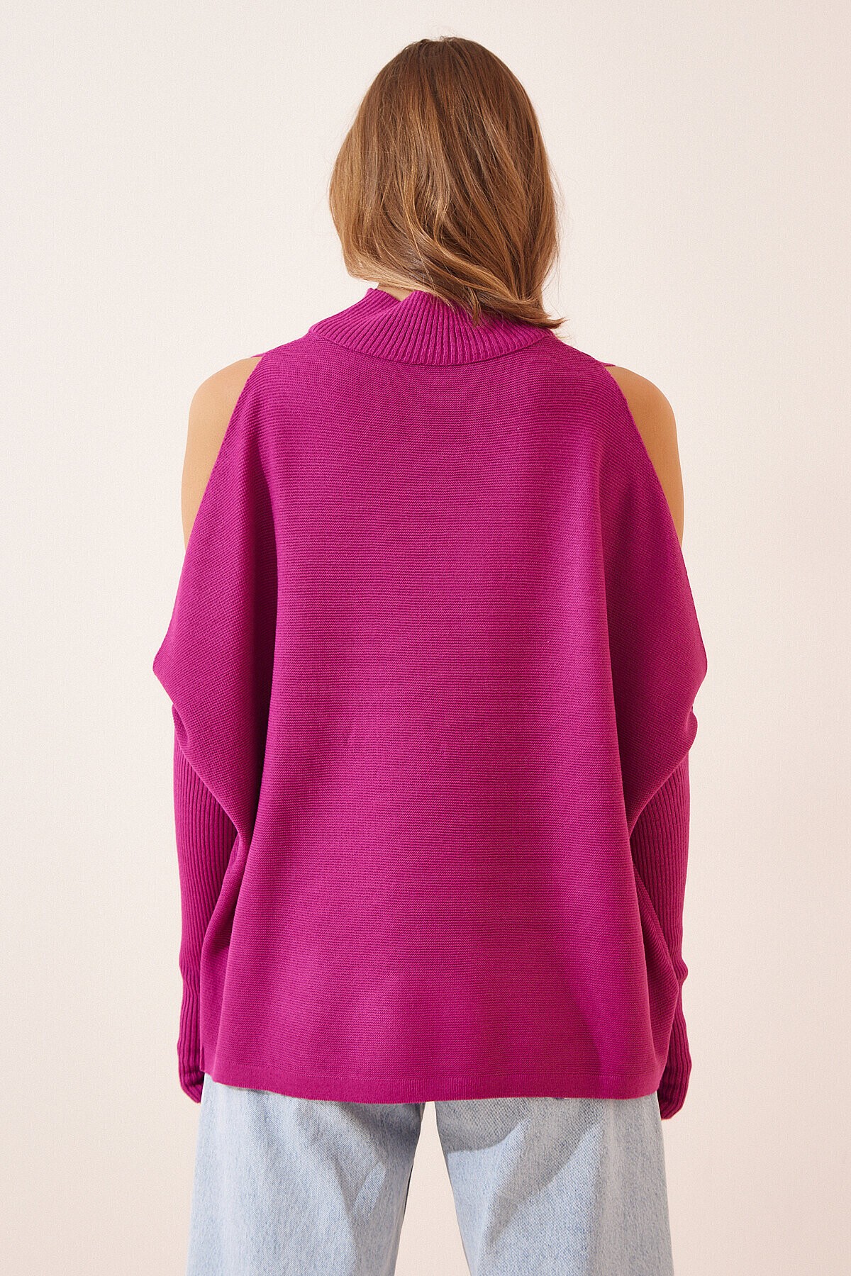 Cut Out Detaylı Oversize Triko Kazak MÜRDÜM LAS0003