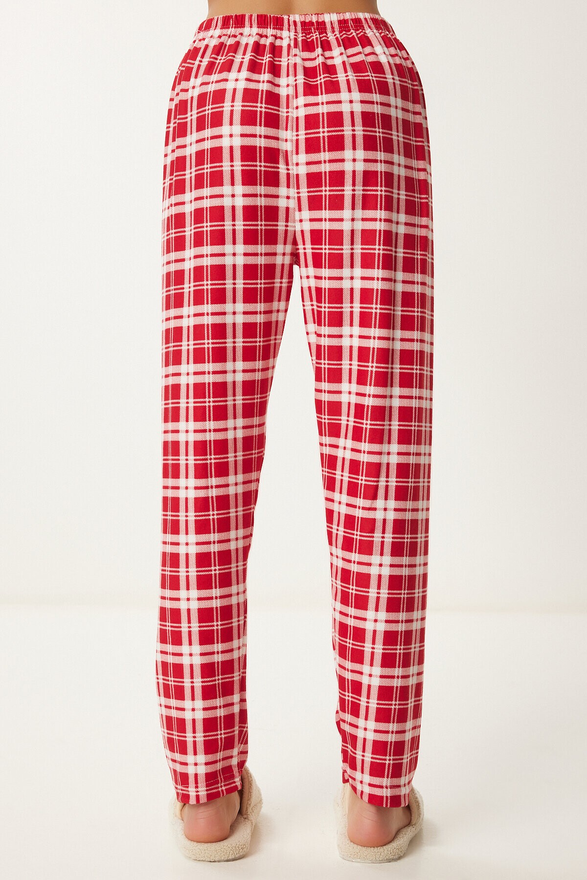Desenli Yumuşak Dokulu Örme Pijama Altı KIRMIZI KEMİK LCE0002
