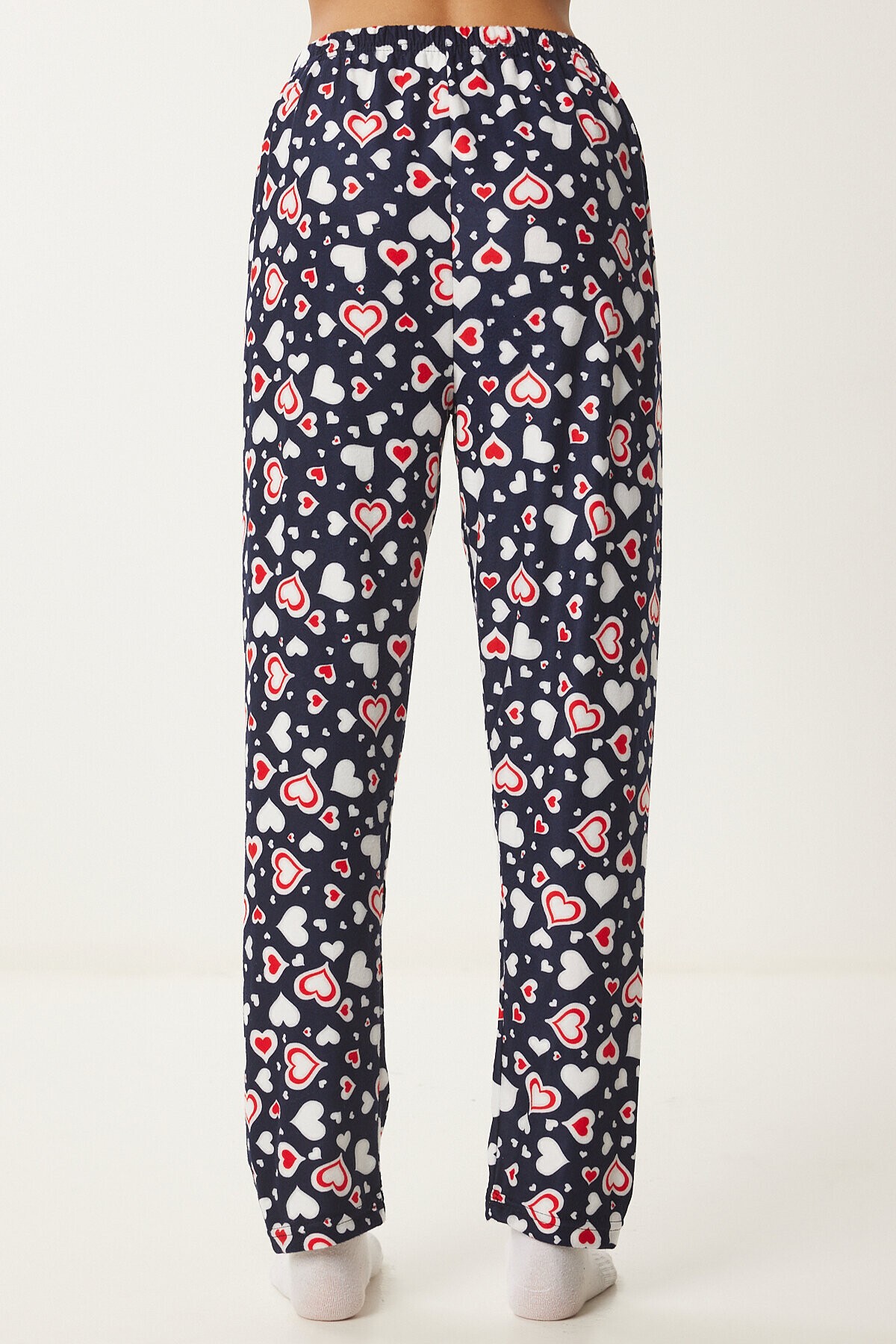 Desenli Yumuşak Dokulu Örme Pijama Altı LACİVERT KEMİK LCE0002