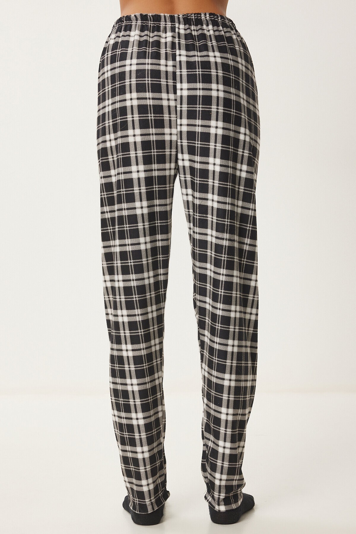 Desenli Yumuşak Dokulu Örme Pijama Altı SİYAH BEYAZ LCE0002
