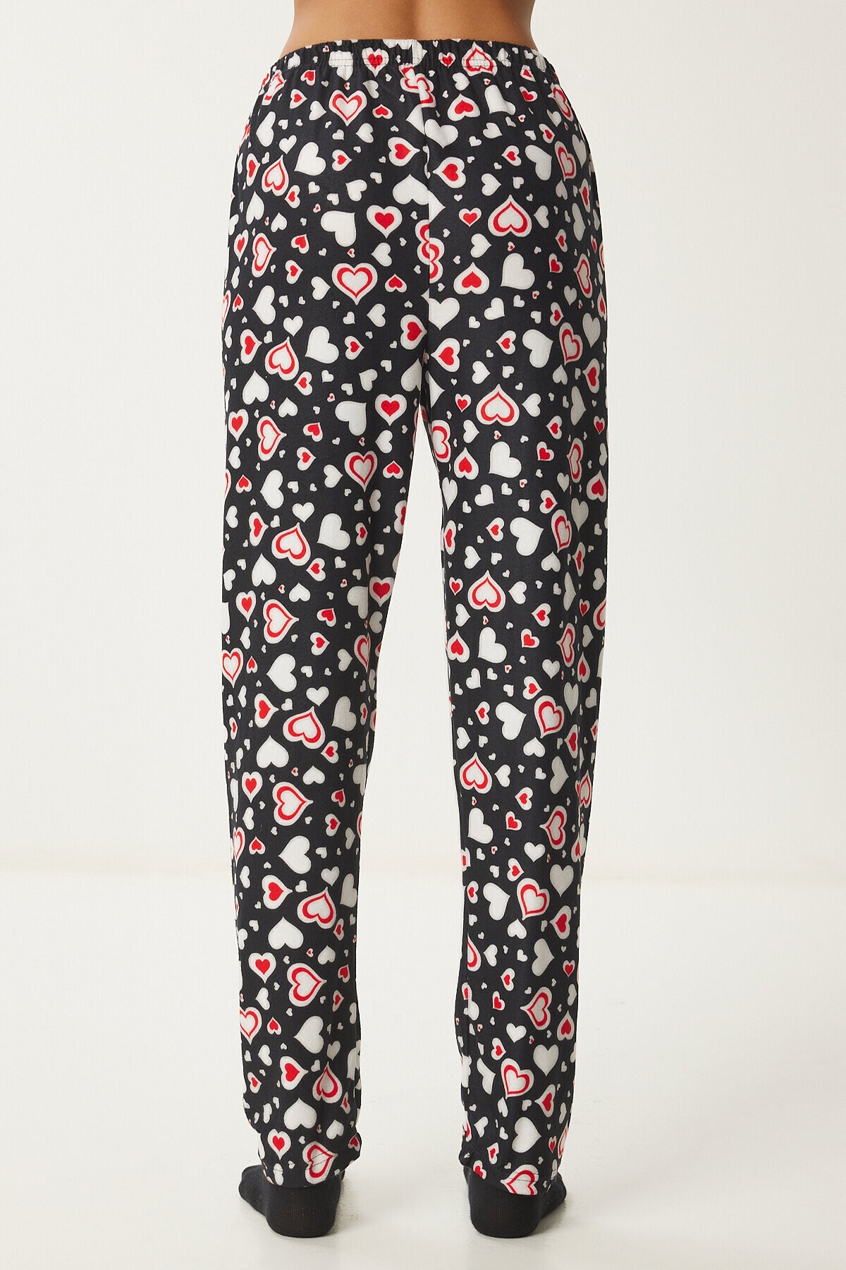 Desenli Yumuşak Dokulu Örme Pijama Altı SİYAH KREM LCE0002