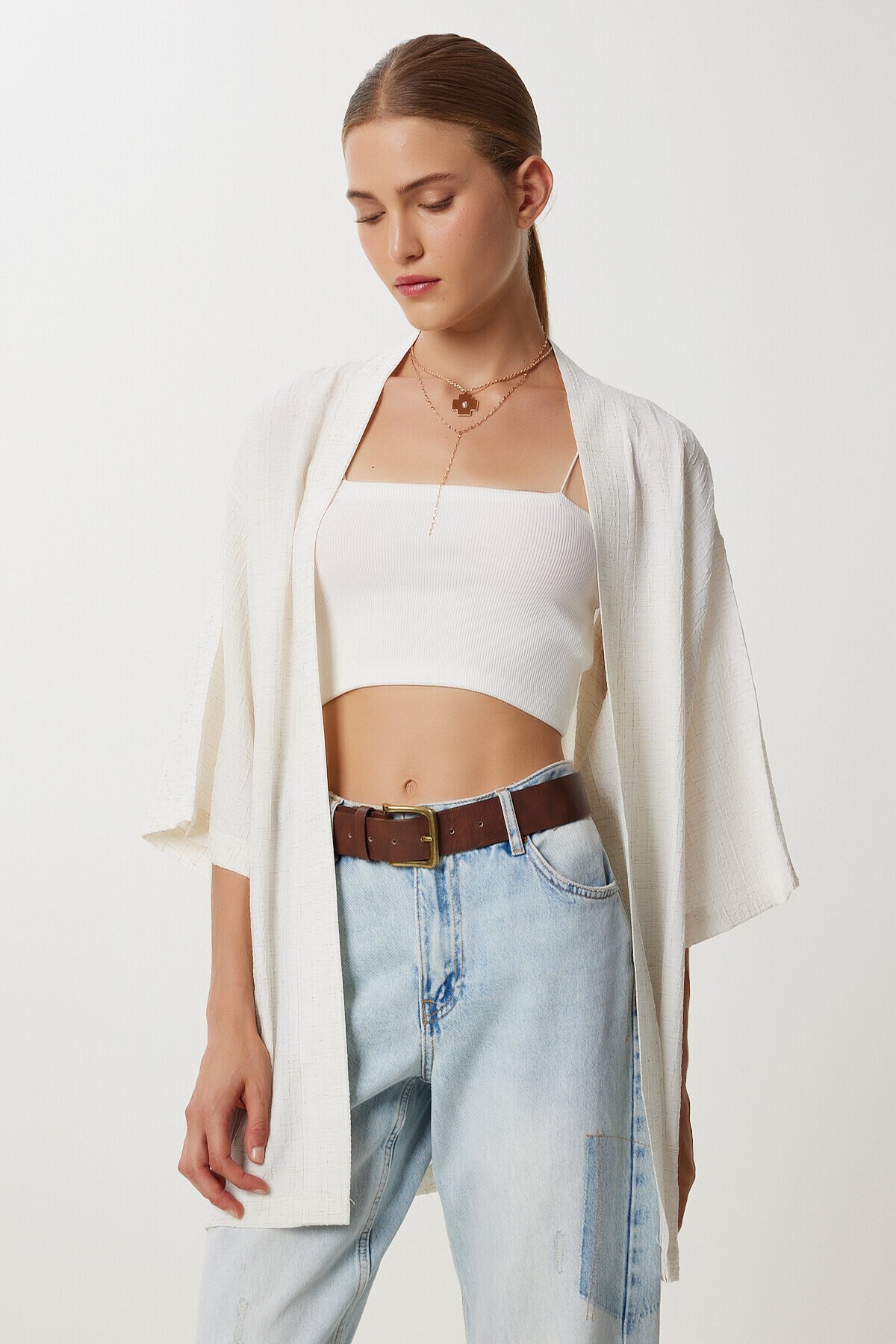 Dokulu Dokuma Kimono KEMİK LBV0074