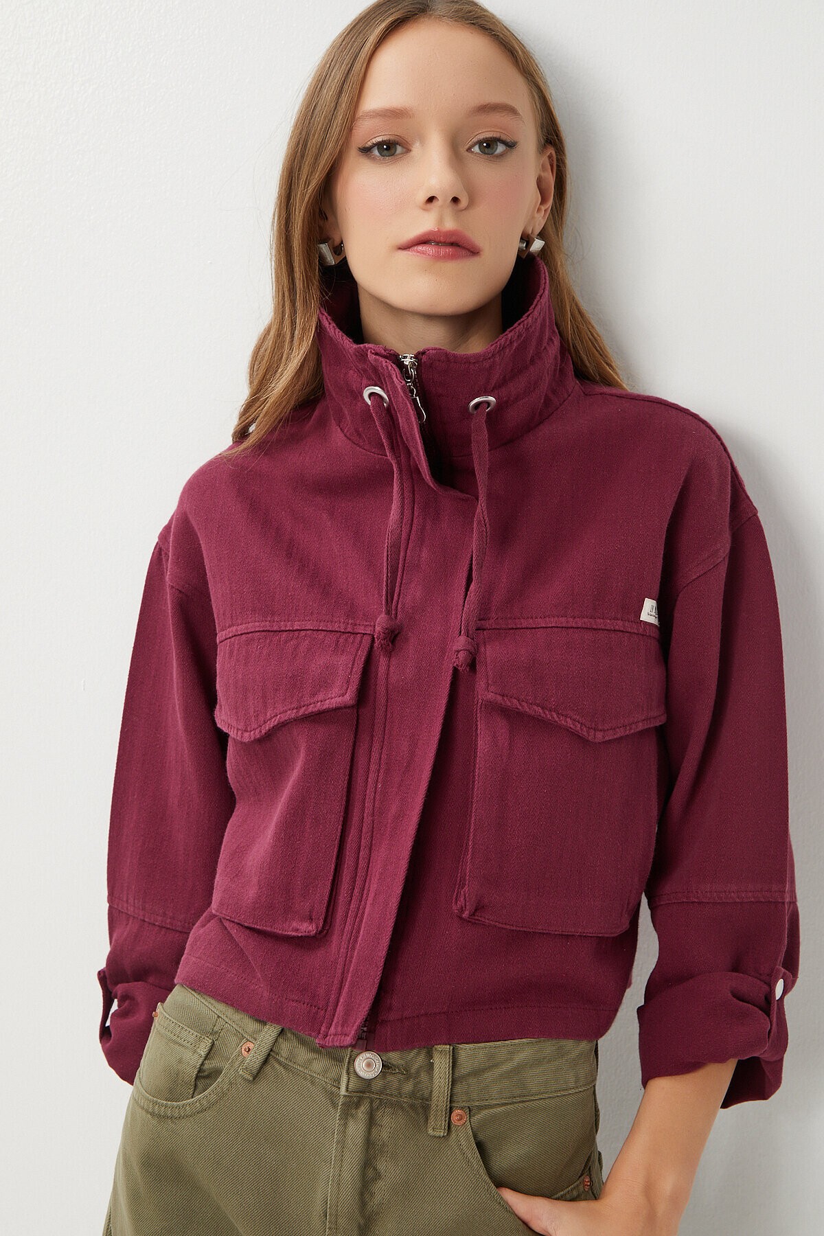 Kapaklı Cepli Gabardin Ceket - 1770 BORDO LAN0063