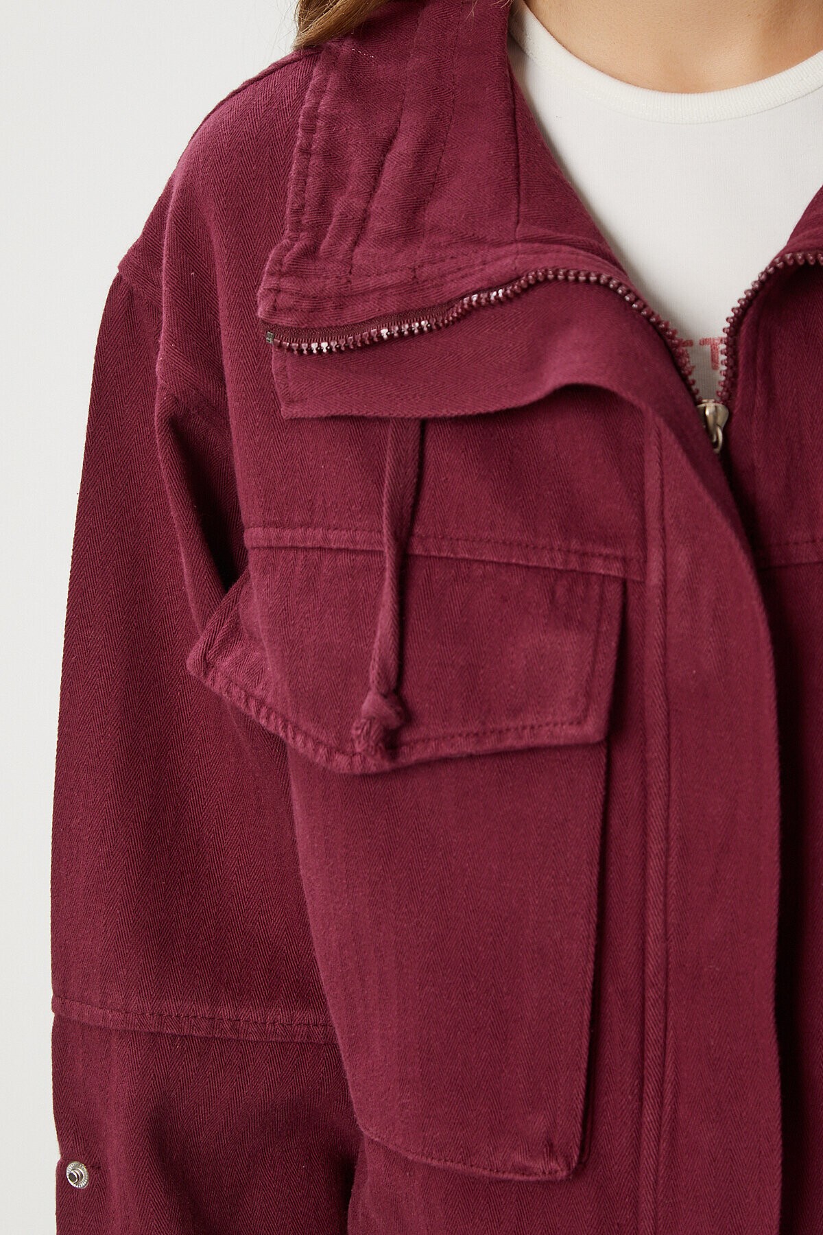 Kapaklı Cepli Gabardin Ceket - 1770 BORDO LAN0063