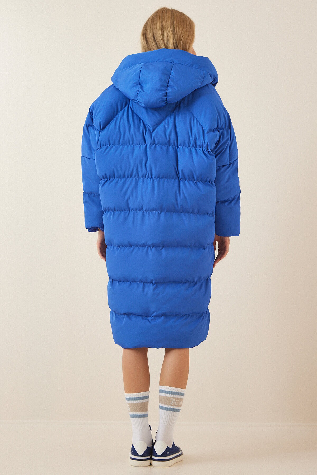 Kapüşonlu Oversize Şişme Kaban MAVİ LAV0002