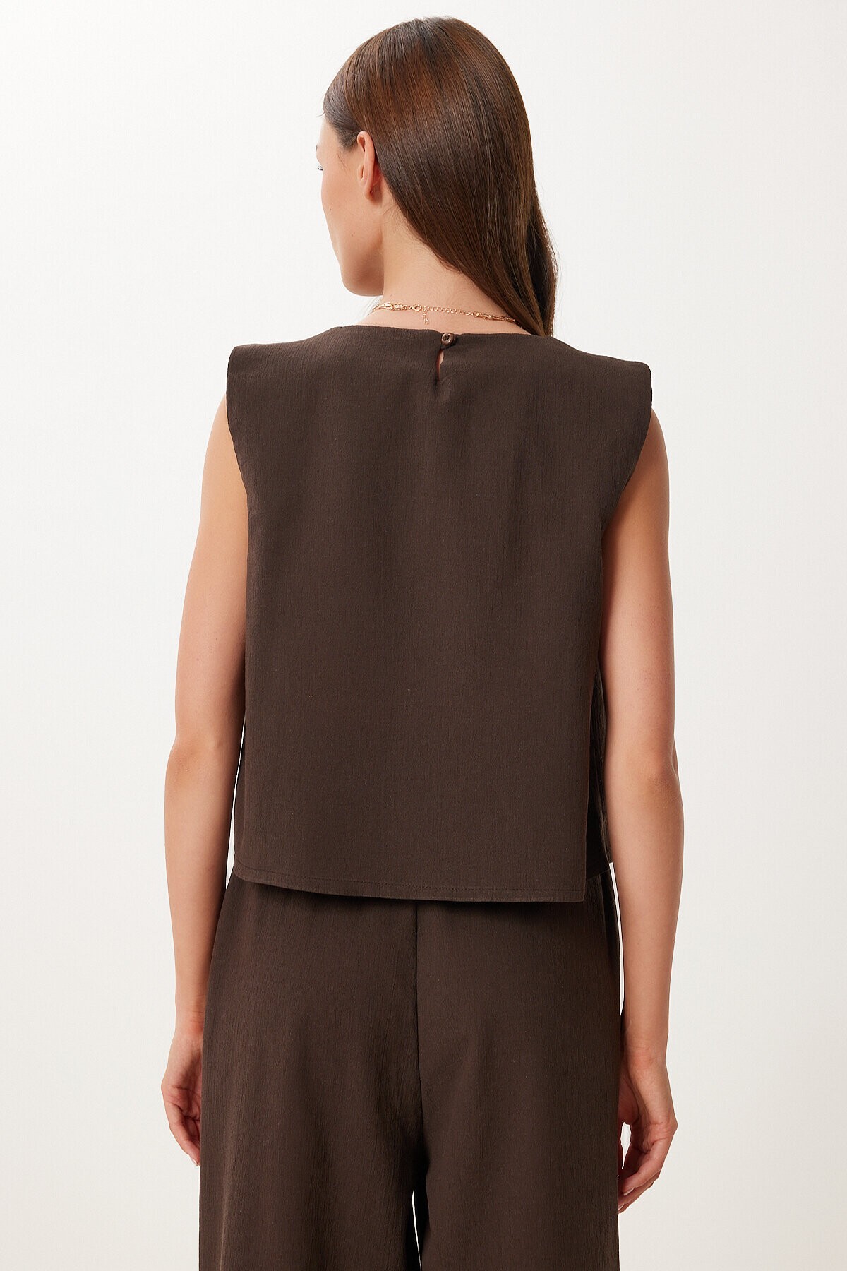 Keten Bluz Pantolon Takım KAHVERENGİ HRV0001