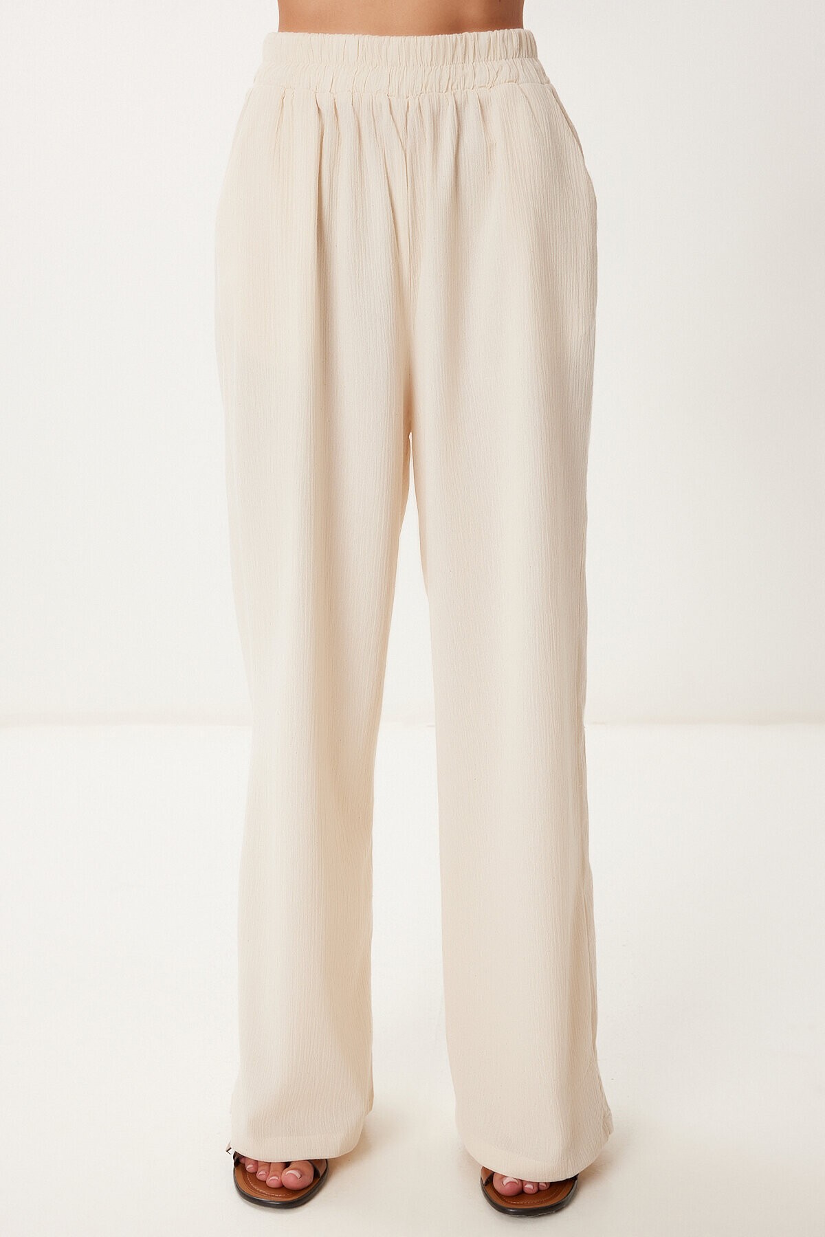 Keten Bluz Pantolon Takım KREM HRV0001