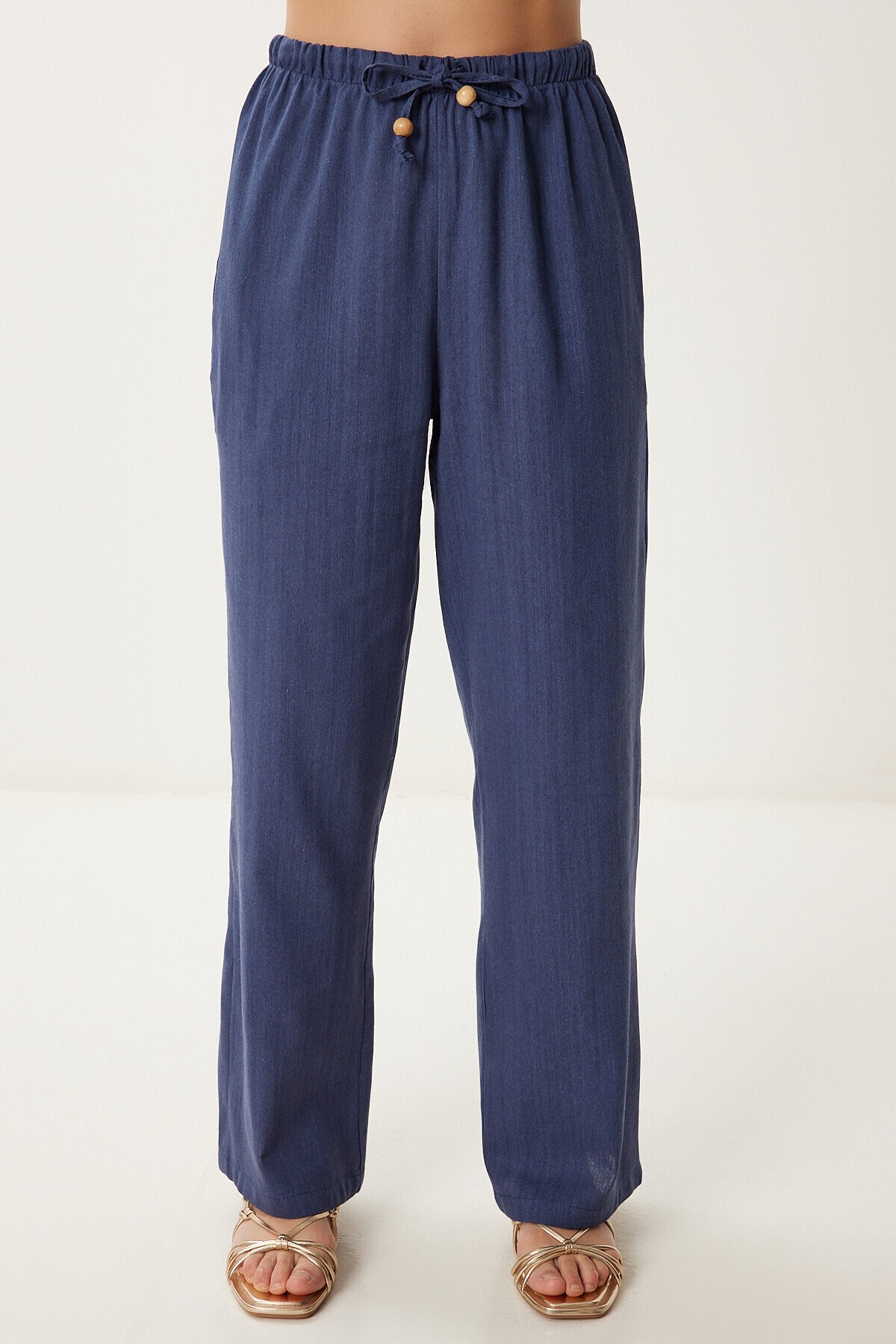 Keten Bluz Pantolon Takım LACİVERT HMC0001