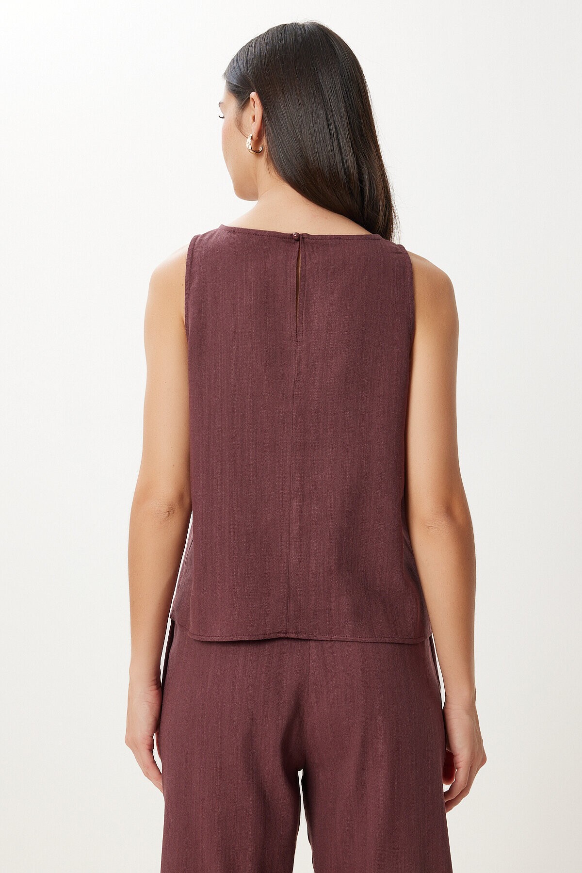 Keten Bluz Pantolon Takım MÜRDÜM HMC0001