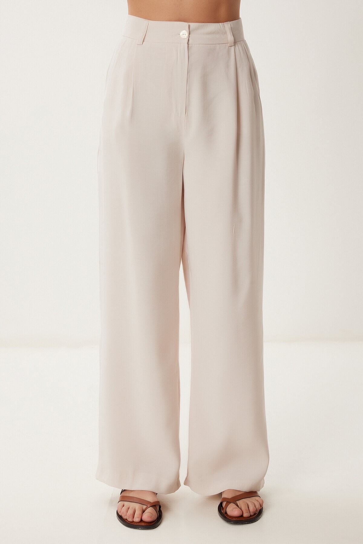 Modal Bluz Pantolon Takım KREM LBV0069