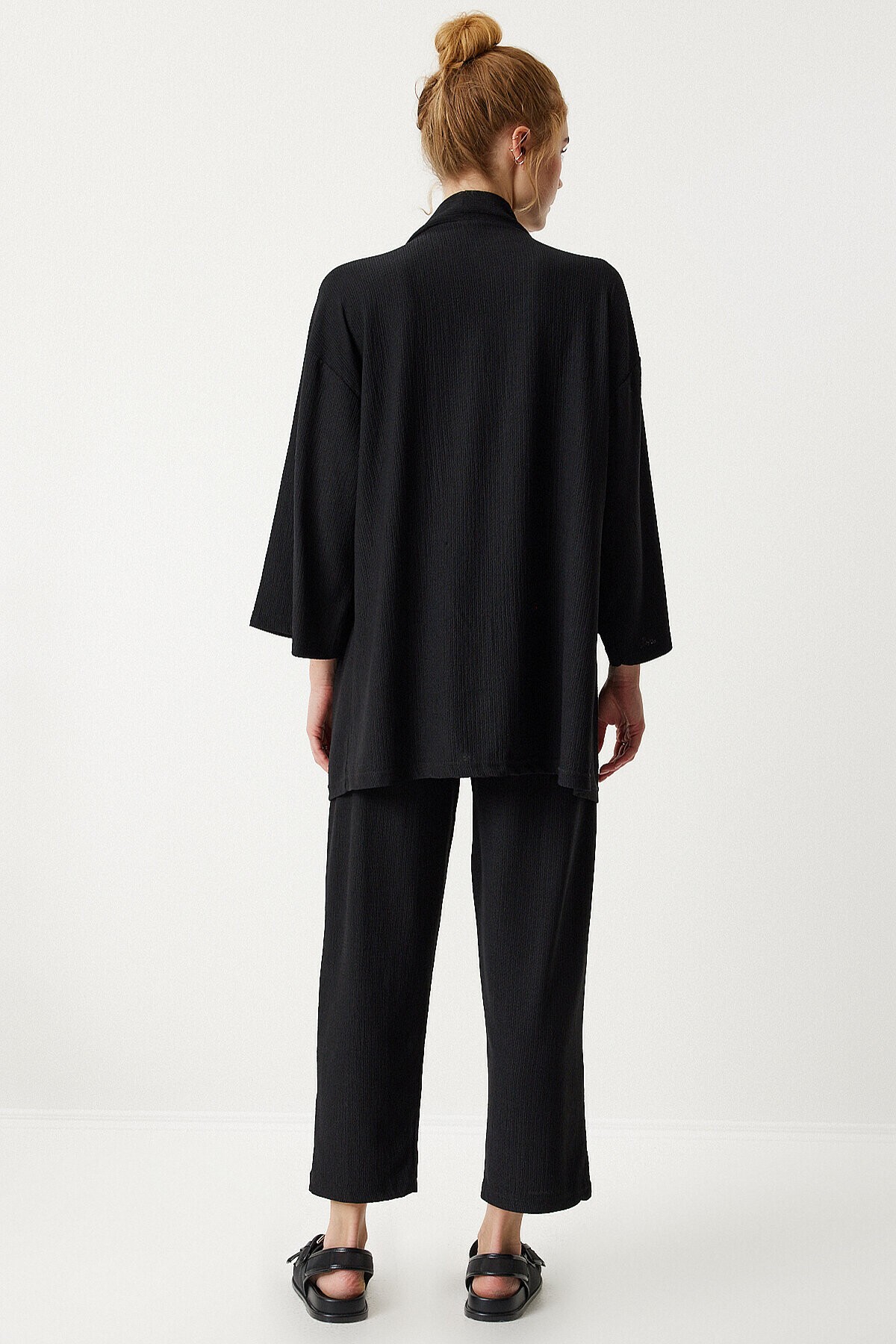 Örme Kimono Pantolon Takımı SİYAH LBY0001