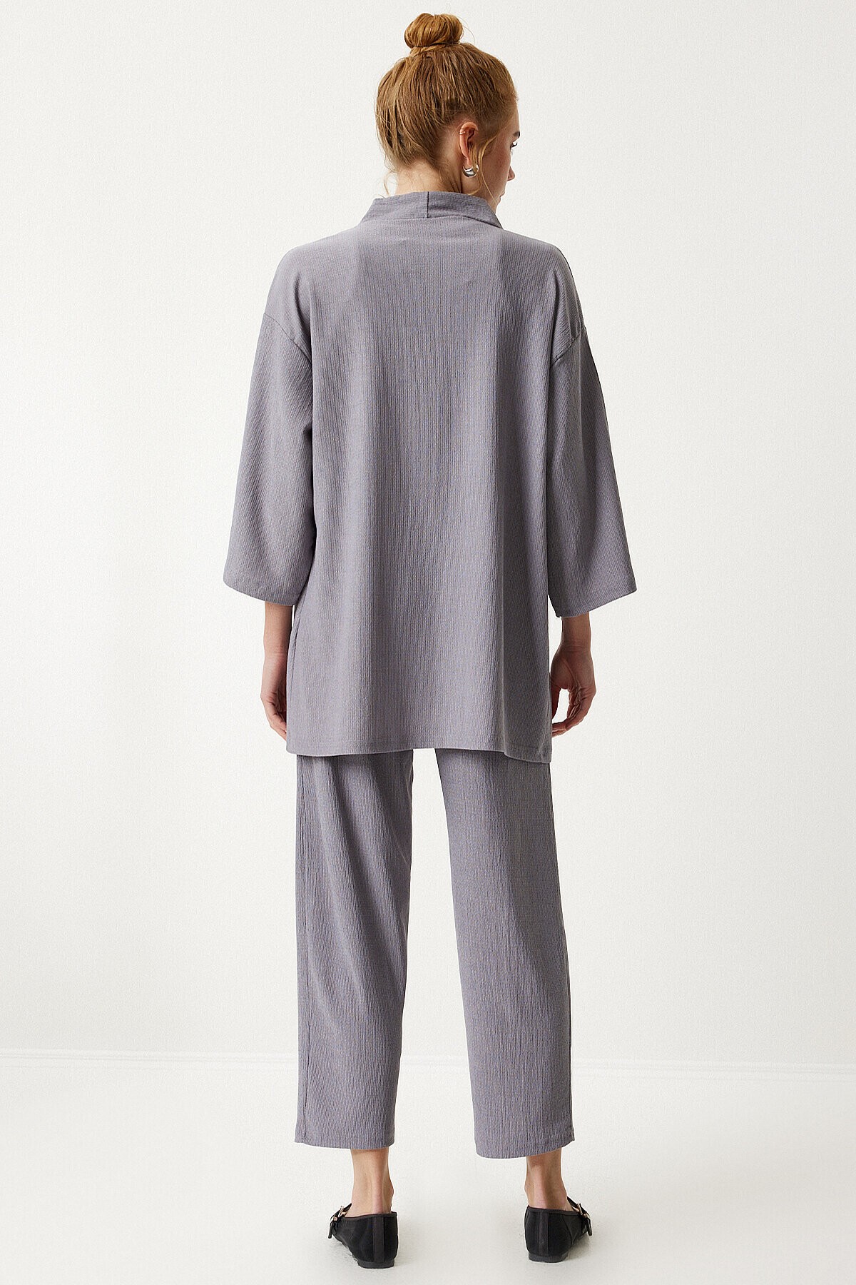 Örme Kimono Pantolon Takımı TAŞ GRİSİ LBY0001
