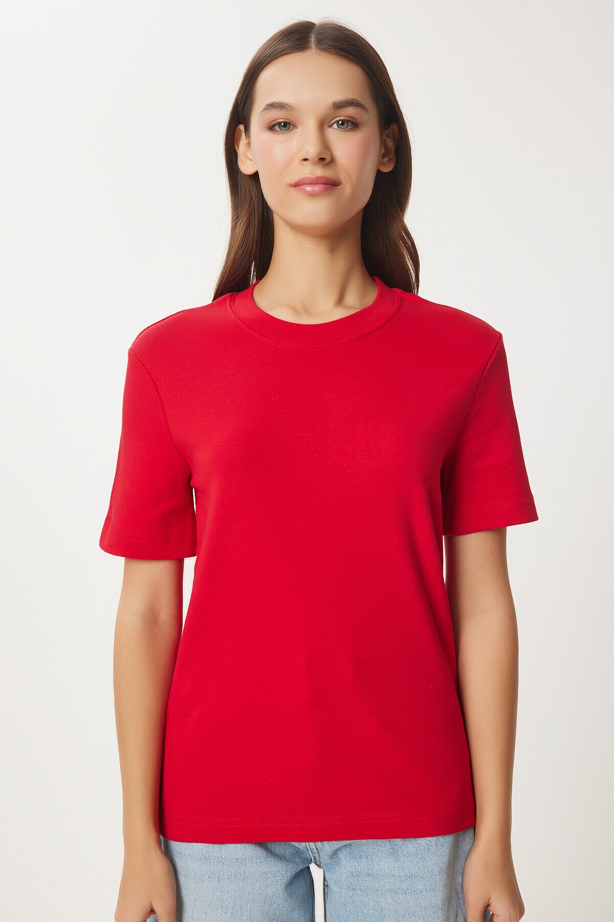 Pamuklu Basic Örme T-shirt KIRMIZI LAG0001