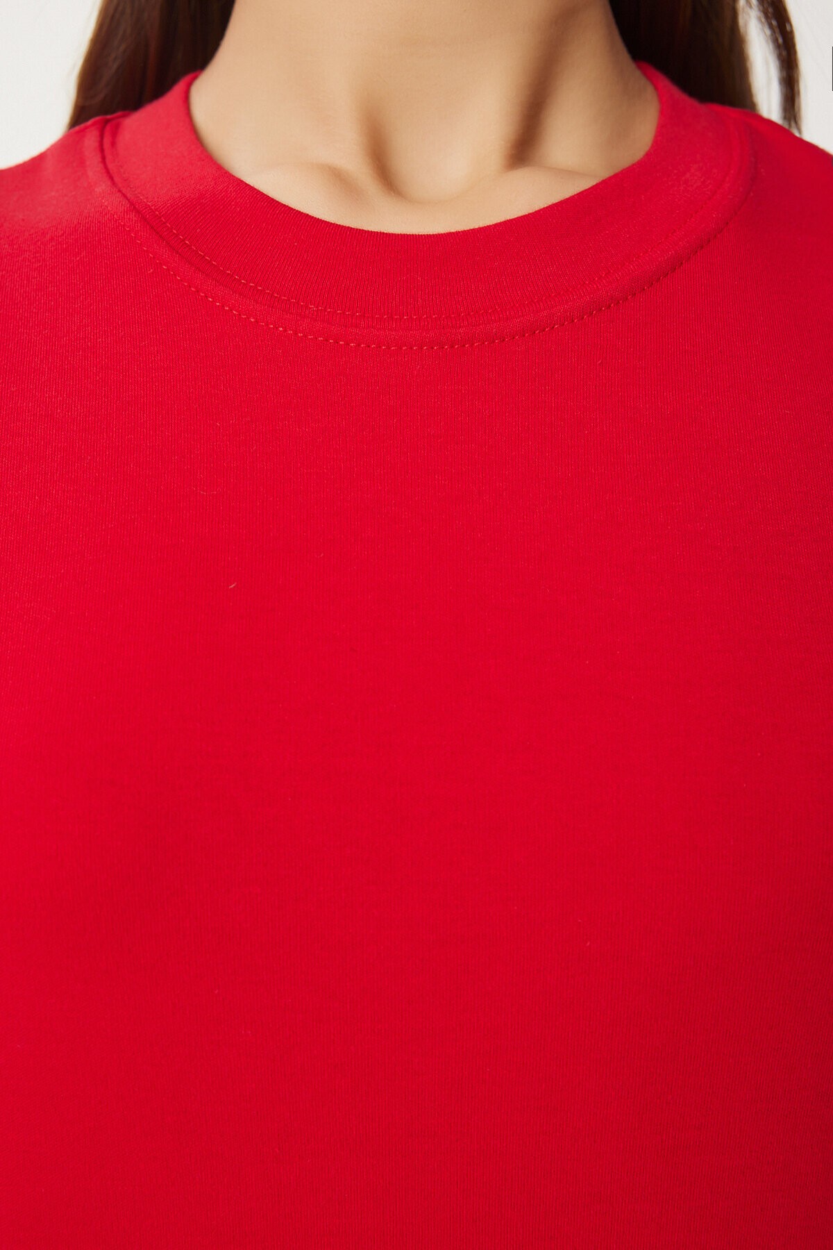 Pamuklu Basic Örme T-shirt KIRMIZI LAG0001