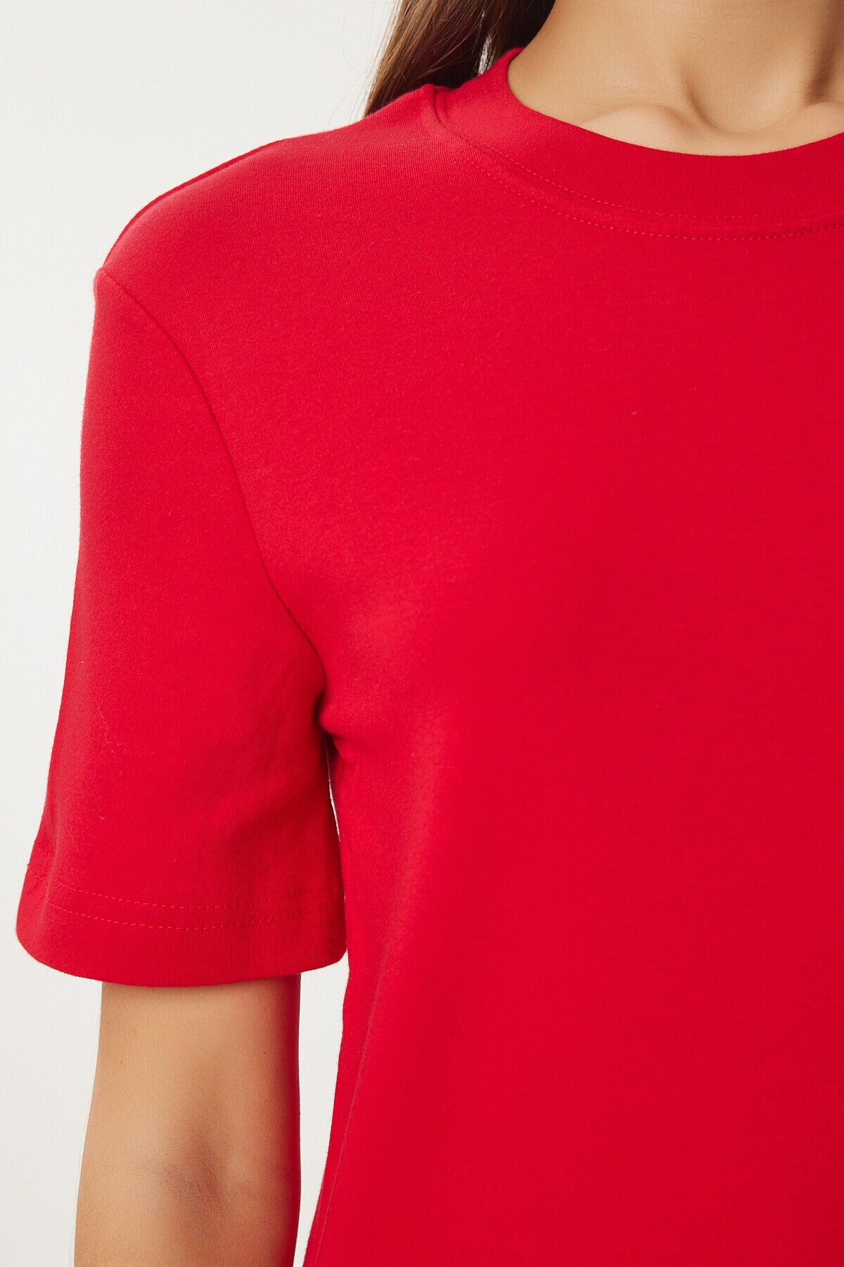 Pamuklu Basic Örme T-shirt KIRMIZI LAG0001
