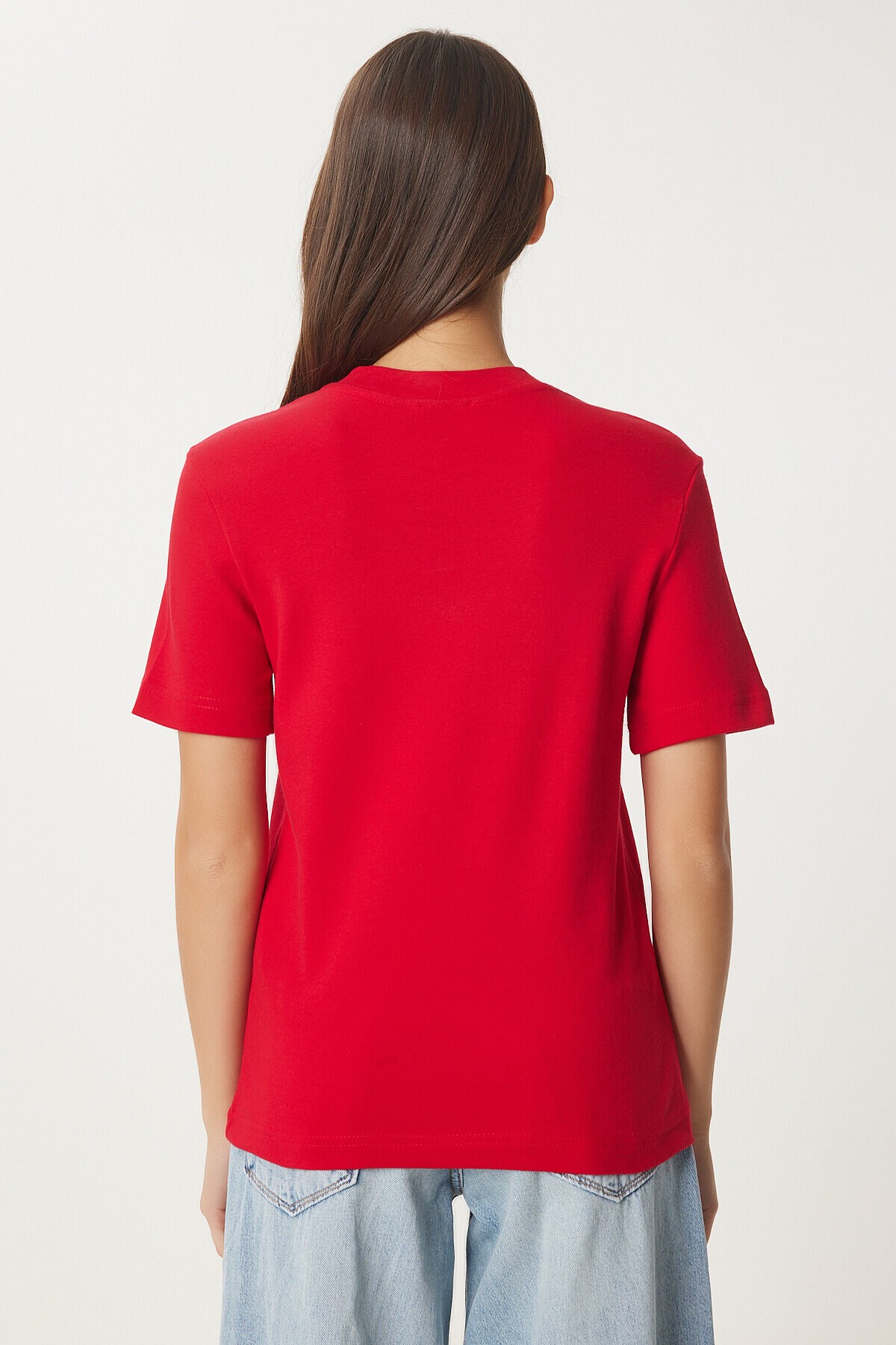 Pamuklu Basic Örme T-shirt KIRMIZI LAG0001