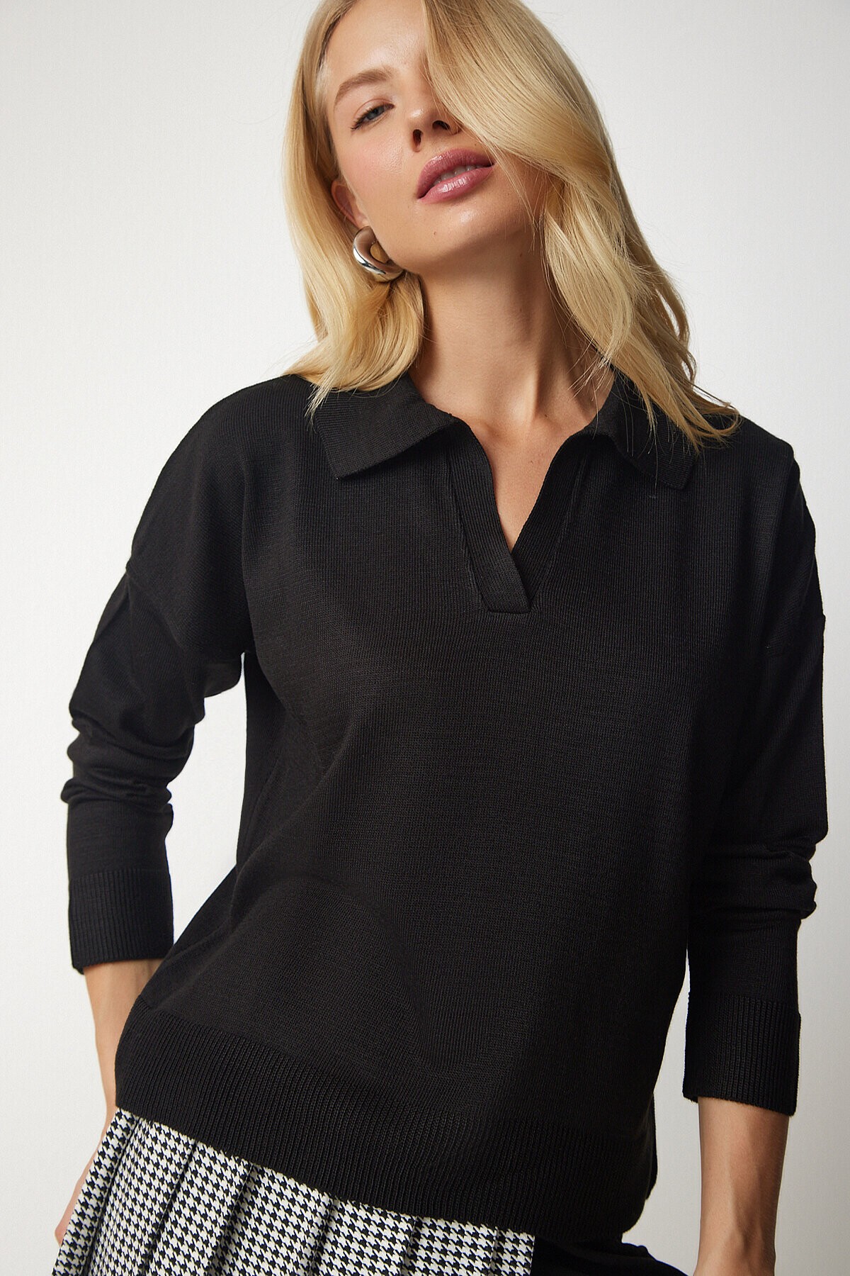 Polo Yaka Basic Kazak SİYAH LBV0015