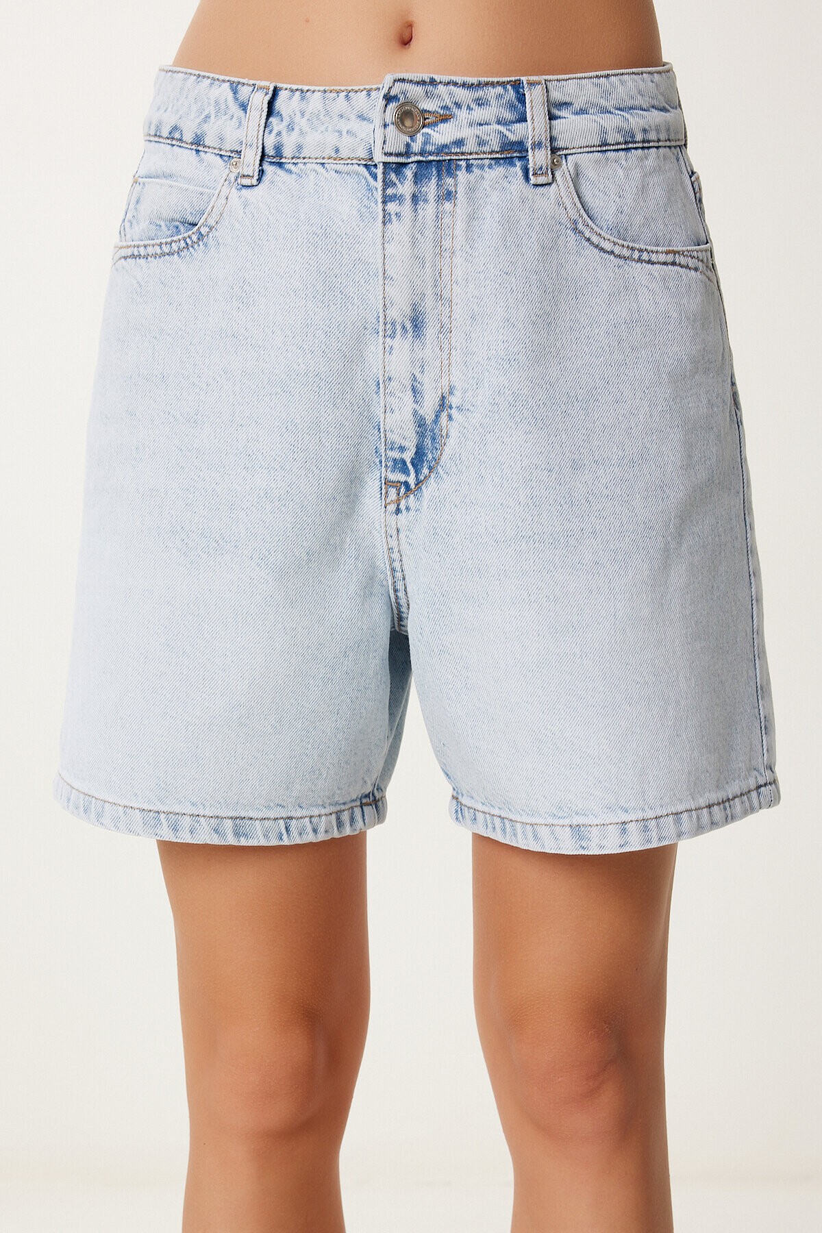 Şehir Boy Mom Fit Denim Şort AÇIK MAVİ LAC0001