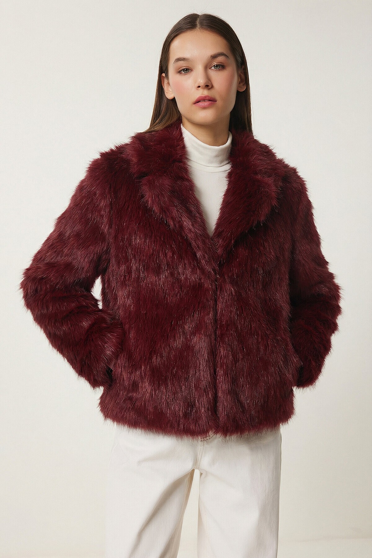 Suni Kürk Ceket BORDO LAX0001