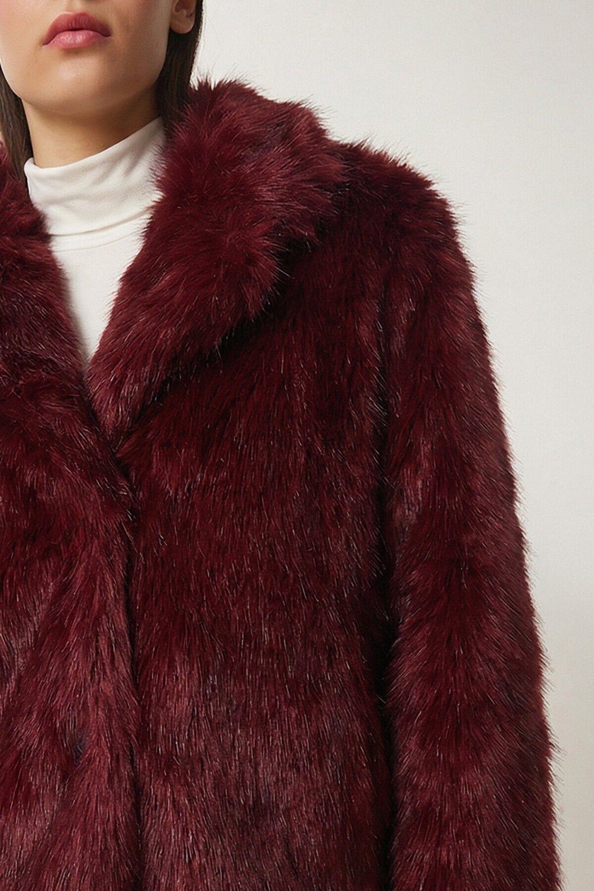 Suni Kürk Ceket BORDO LAX0001