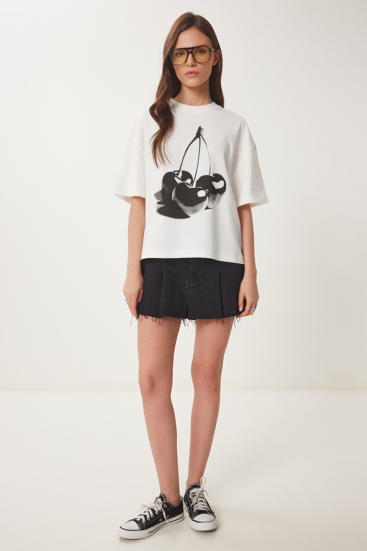 Baskılı Örme T-shirt EKRU LCR0059