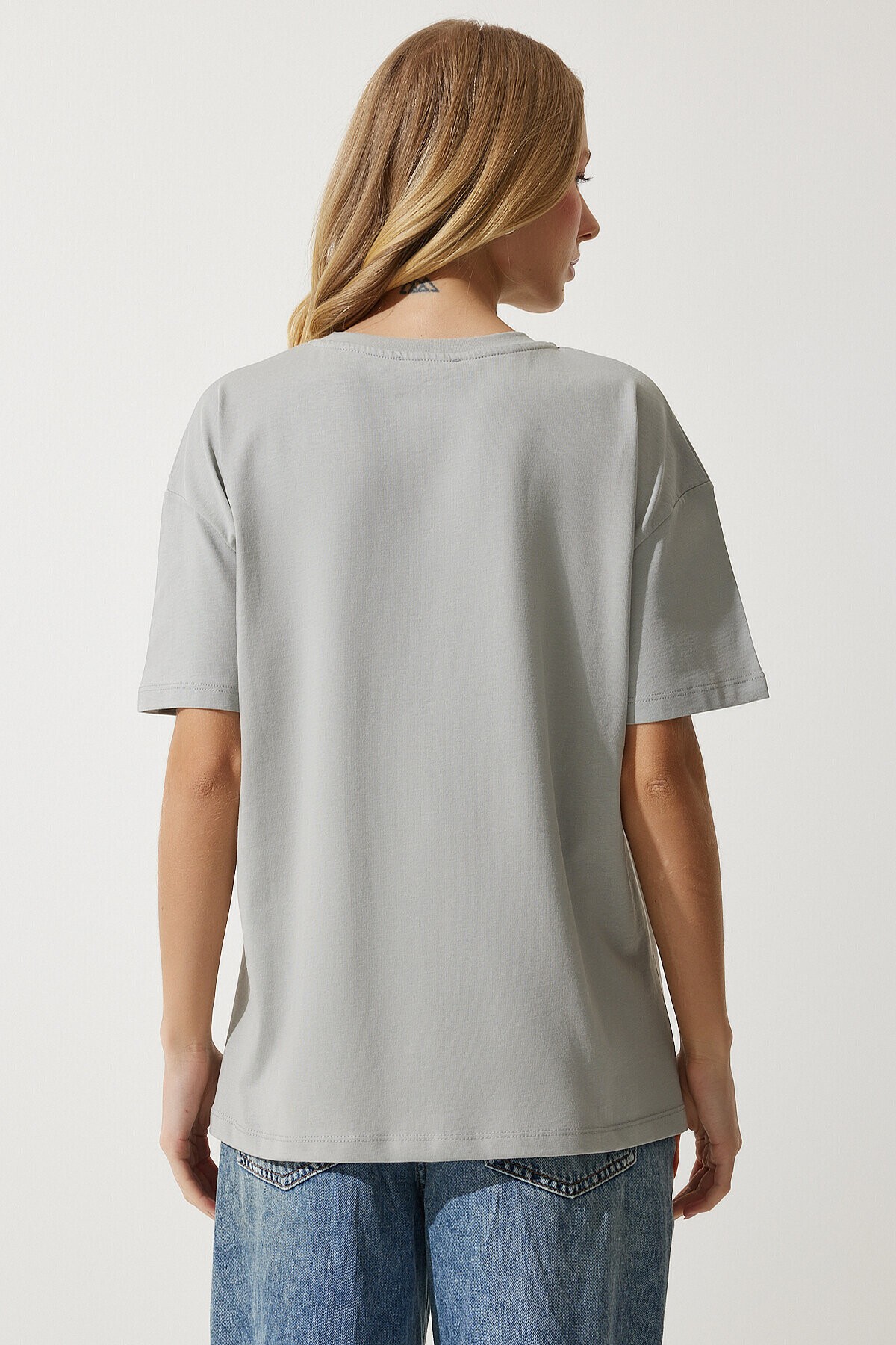 Bol Basic Pamuklu T-shirt TAŞ GRİSİ LBP0015