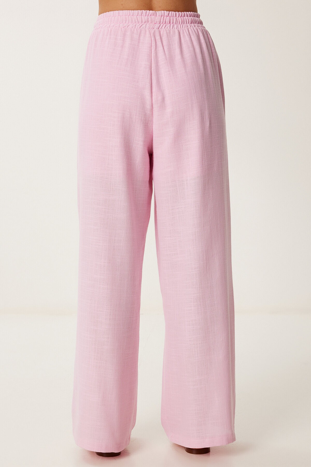 Bol Kesim Keten Pantolon PEMBE LDP0002