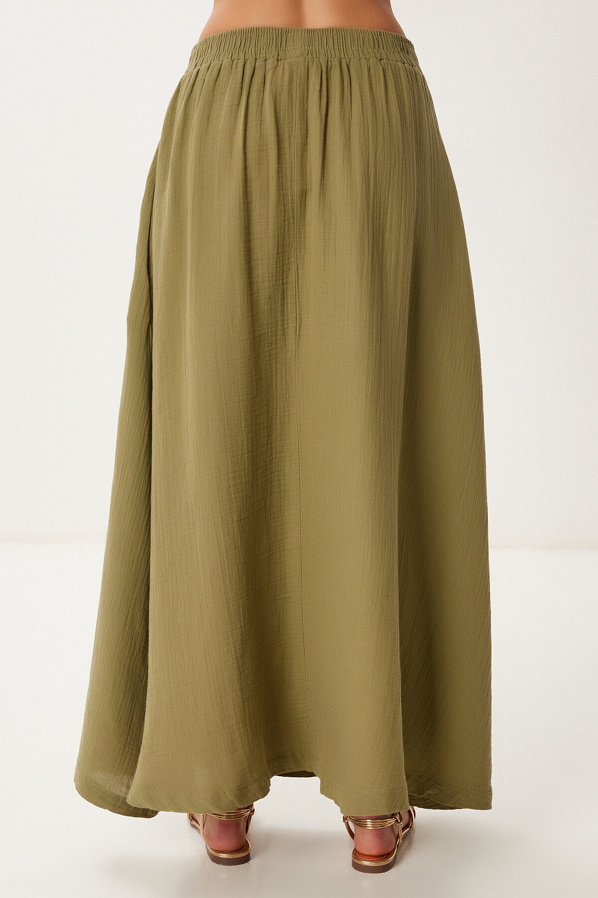 Cepli Kloş Müslin Etek HAKİ LBV0067