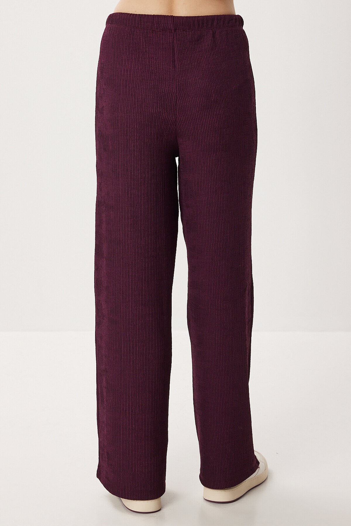 Geniş Paça Krinkıl Örme Pantolon MÜRDÜM LCI0057