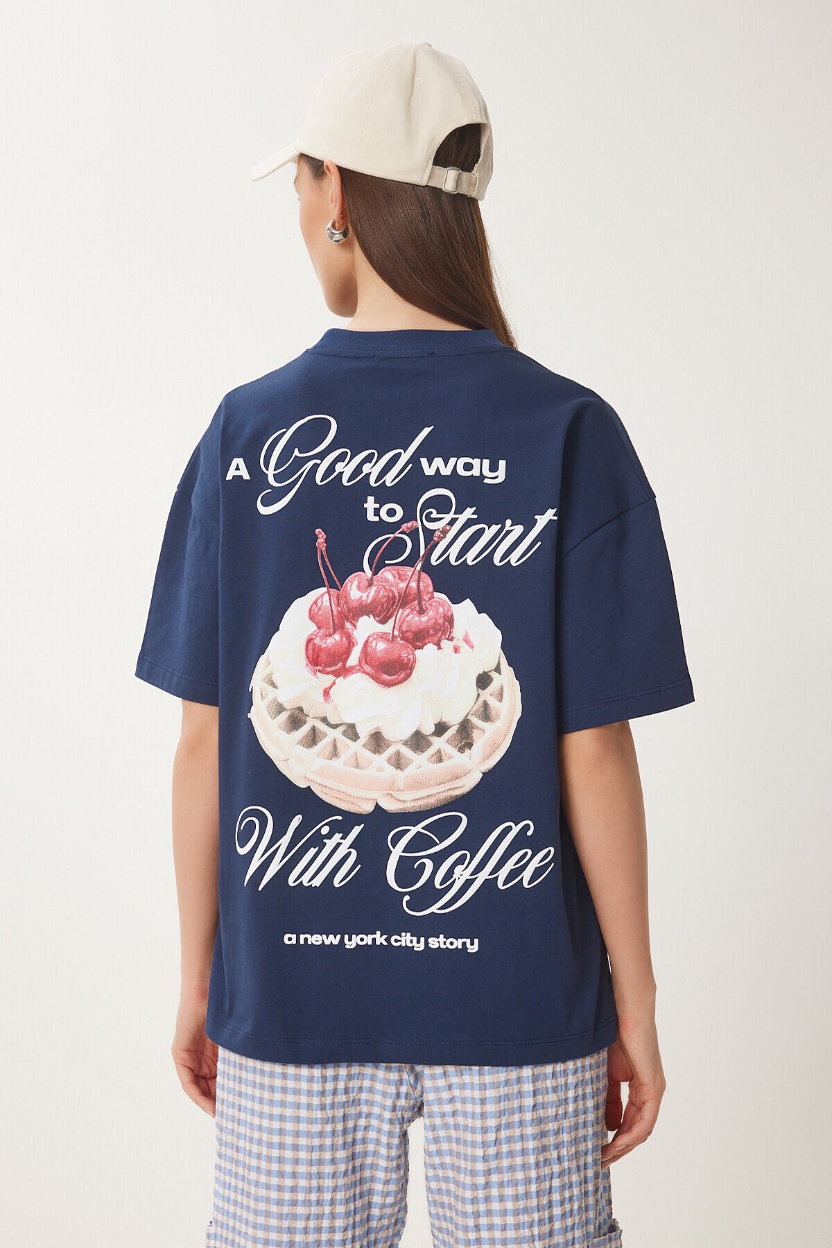 Kabartma Baskılı Örme T-shirt LACİVERT LCR0067