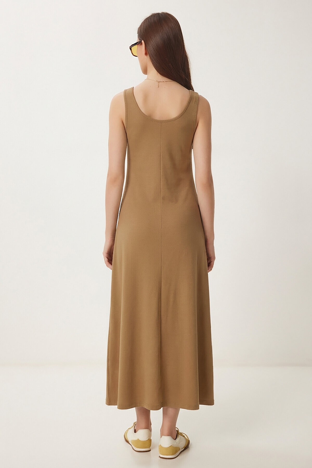 Kolsuz Basic Yazlık Örme Elbise BİSKÜVİ LCR0057