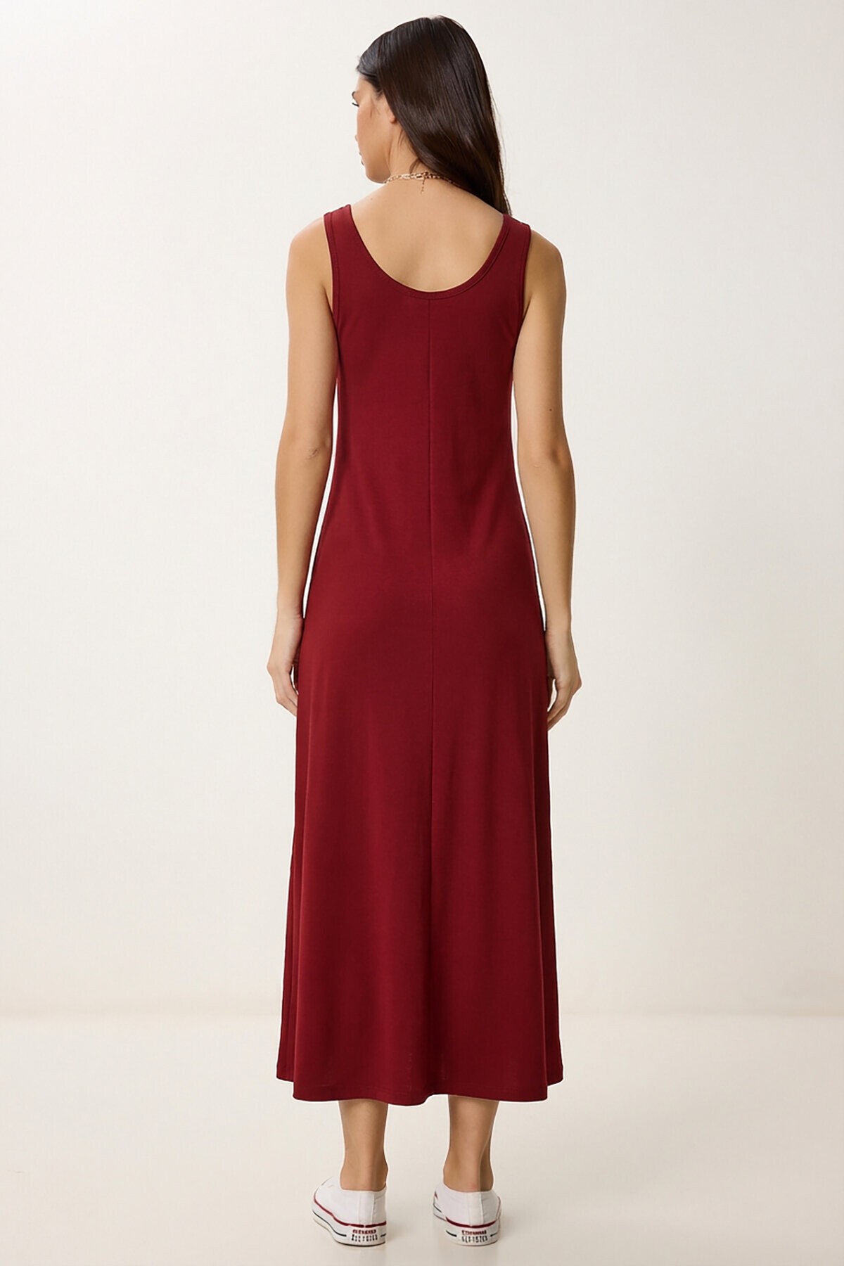 Kolsuz Basic Yazlık Örme Elbise BORDO LCR0057