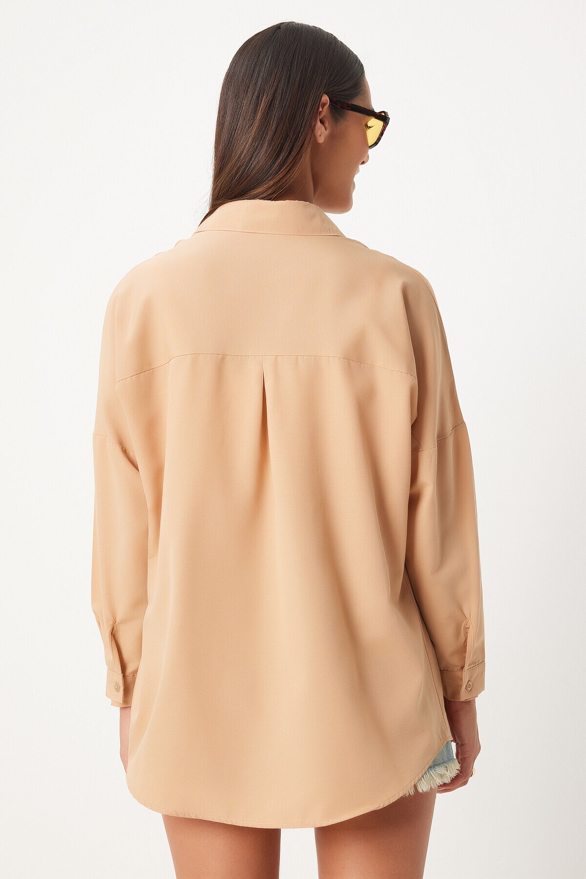 Oversize Basic Gömlek AÇIK BİSKÜVİ LDD0003