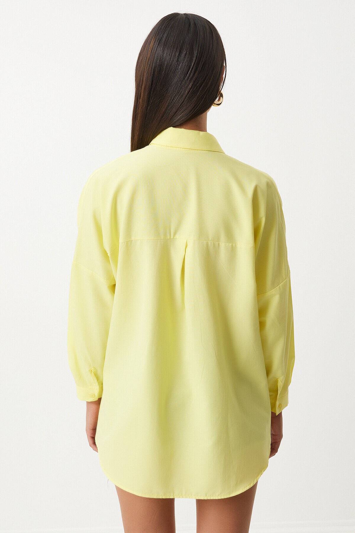 Oversize Basic Gömlek AÇIK SARI LDD0003