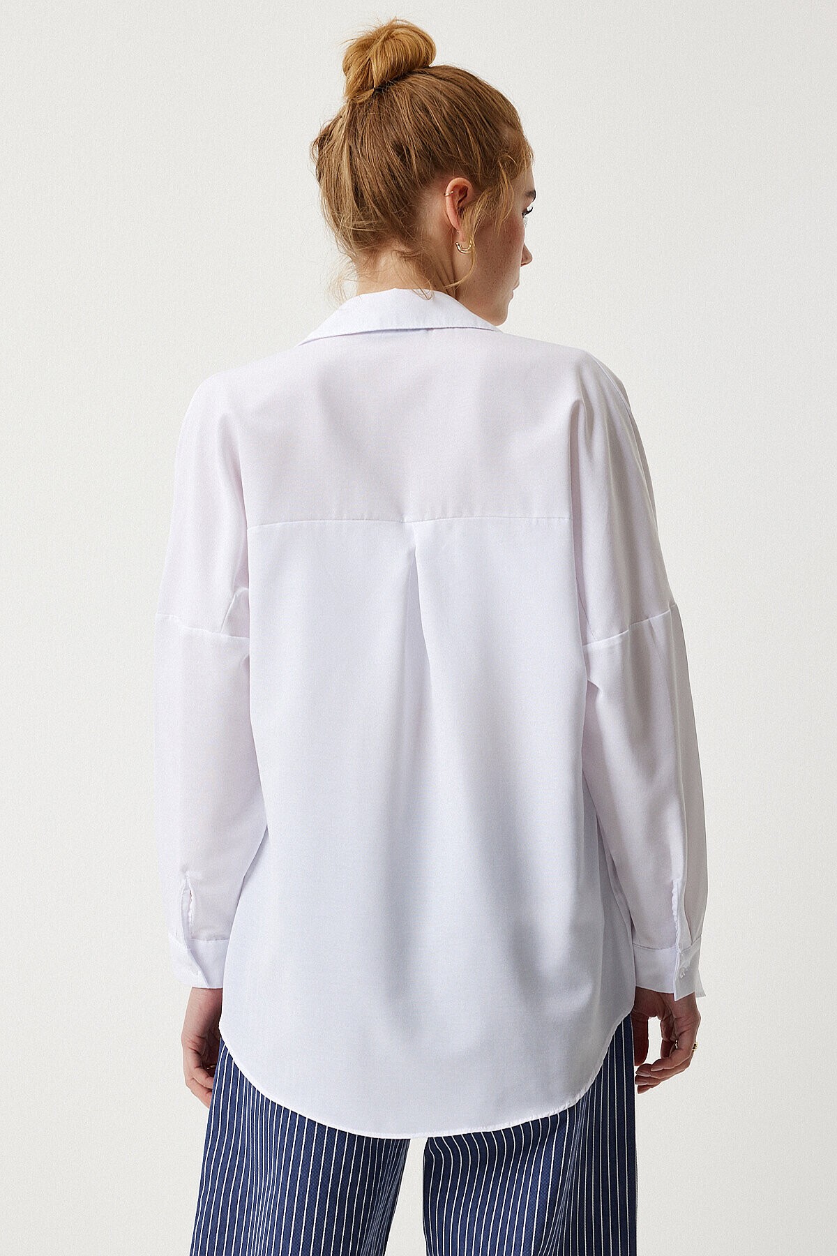 Oversize Basic Gömlek BEYAZ LDD0003