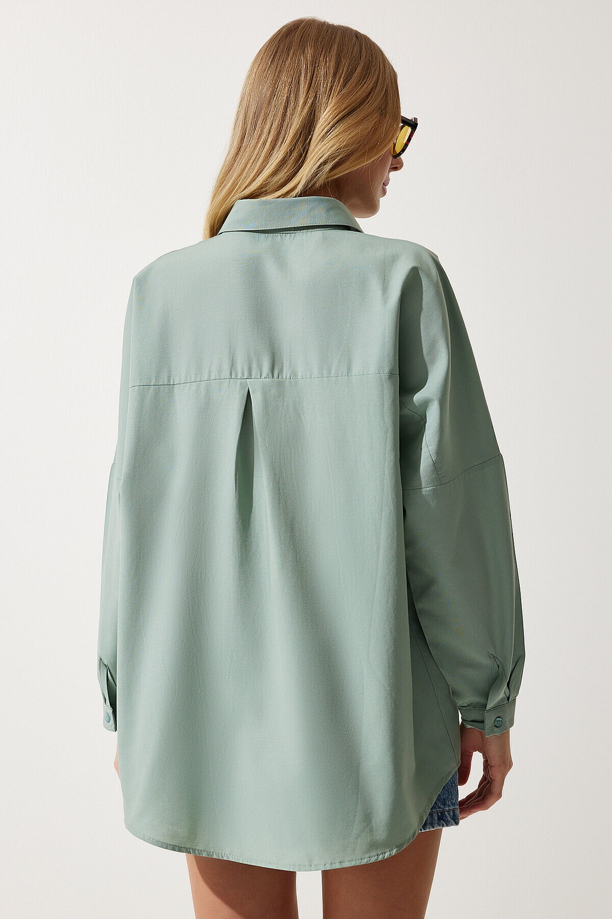 Oversize Basic Gömlek ÇAĞLA YEŞİLİ LDD0003