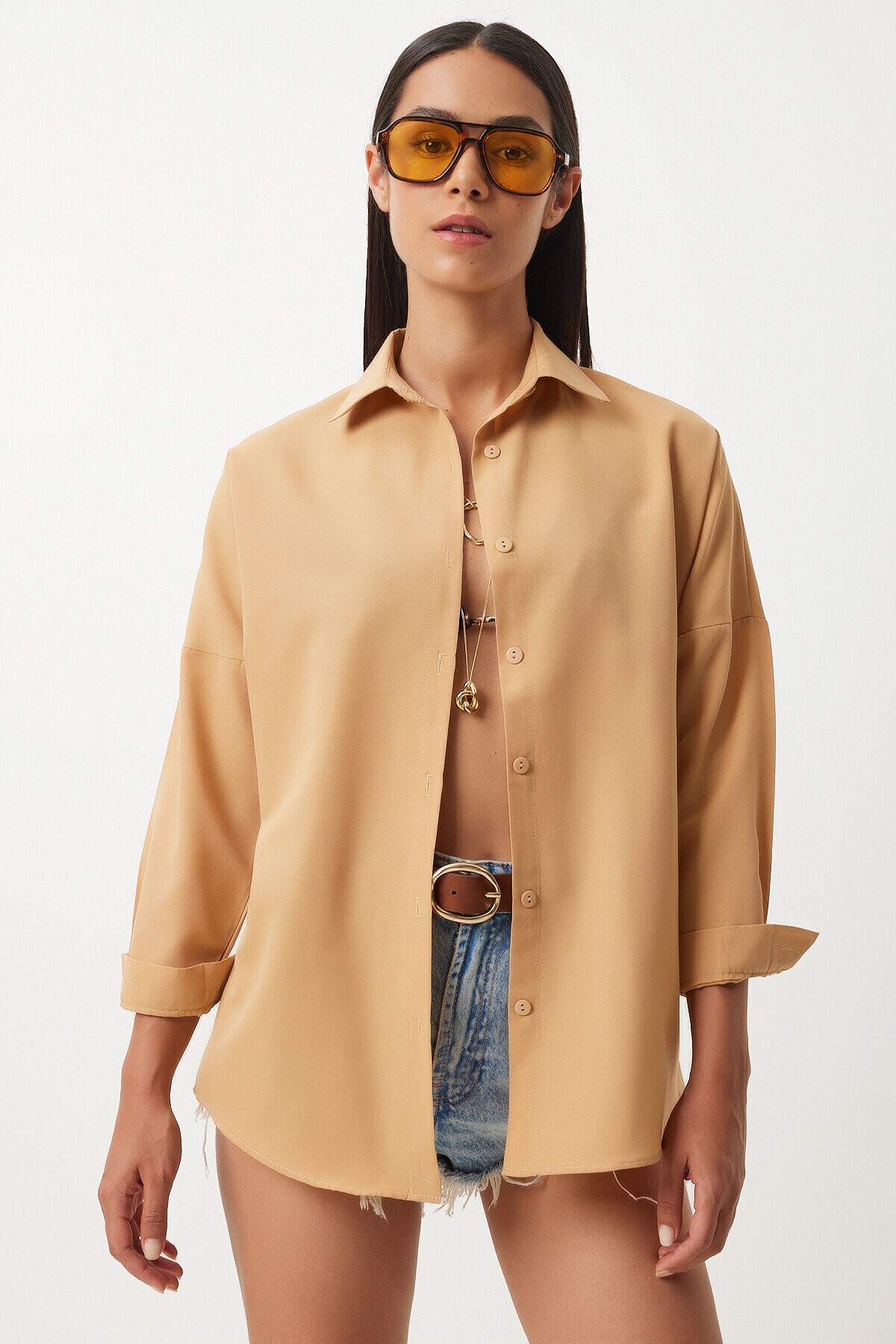 Oversize Basic Gömlek CAMEL LDD0003