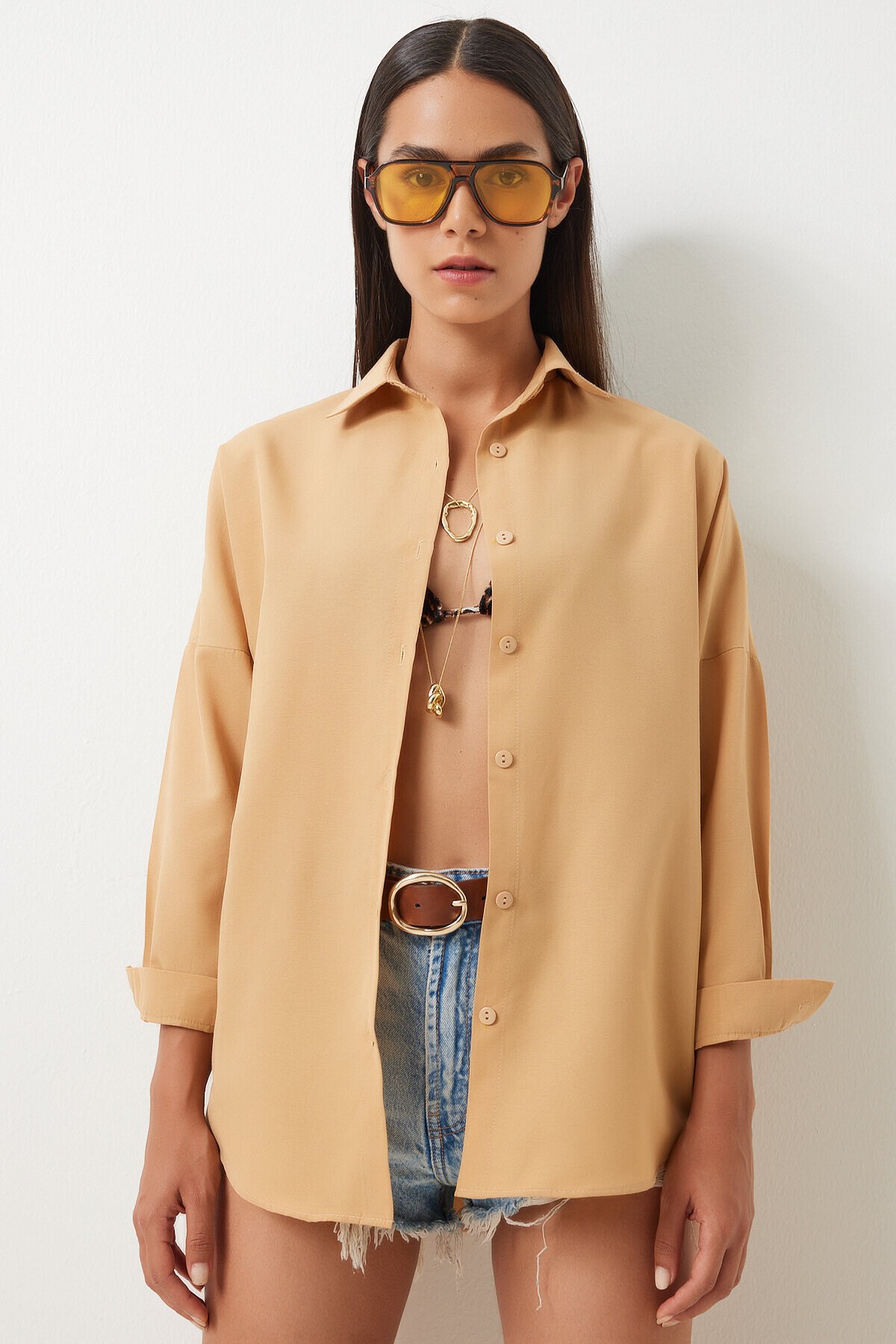 Oversize Basic Gömlek CAMEL LDD0003