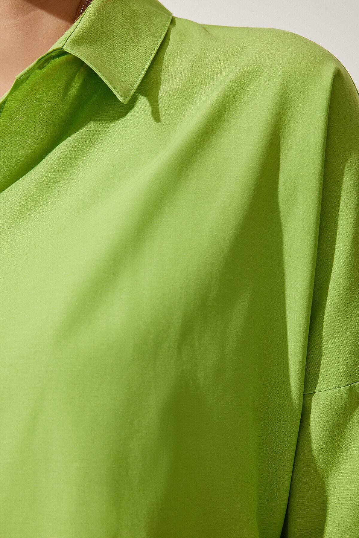 Oversize Basic Gömlek FISTIK YEŞİLİ LDD0003